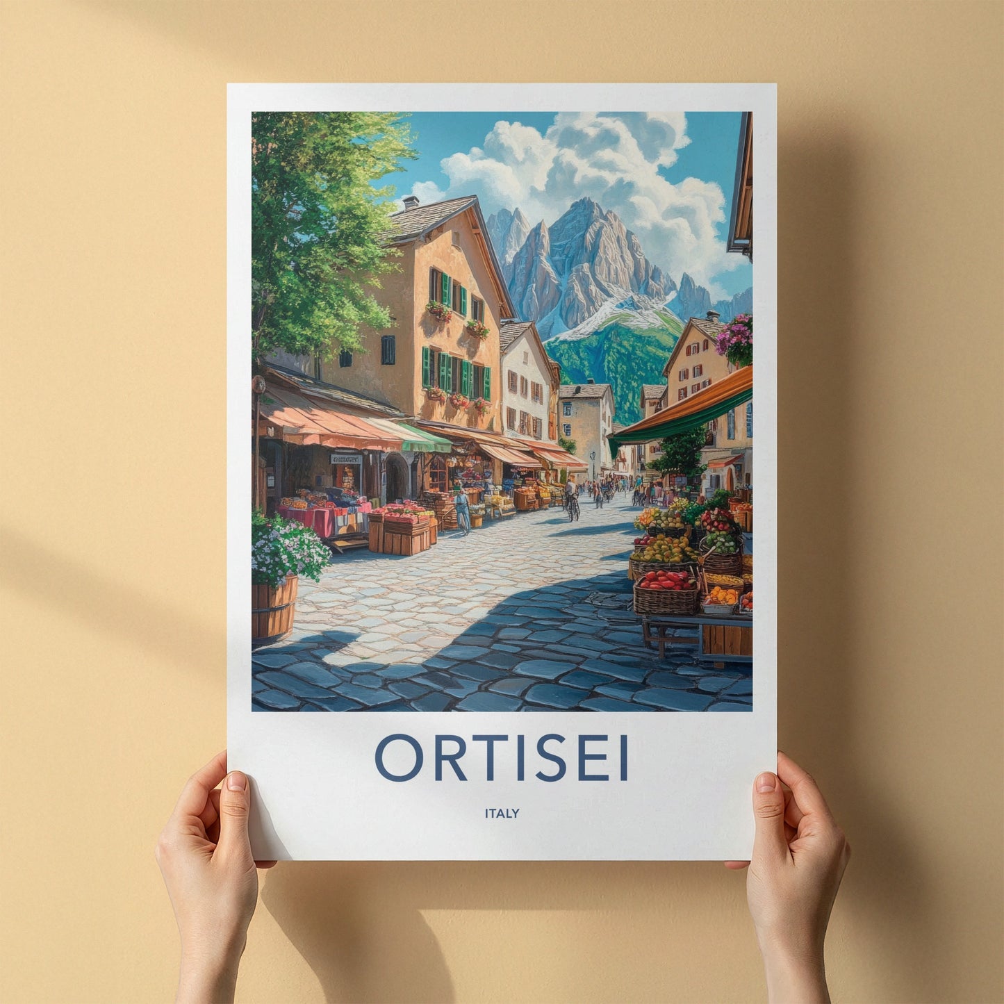 Ortisei Poster - Italy Travel Art - Mountain Village Market Home Decor