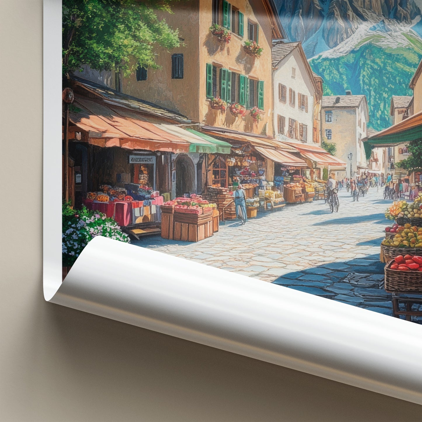 Ortisei Poster - Italy Travel Art - Mountain Village Market Home Decor