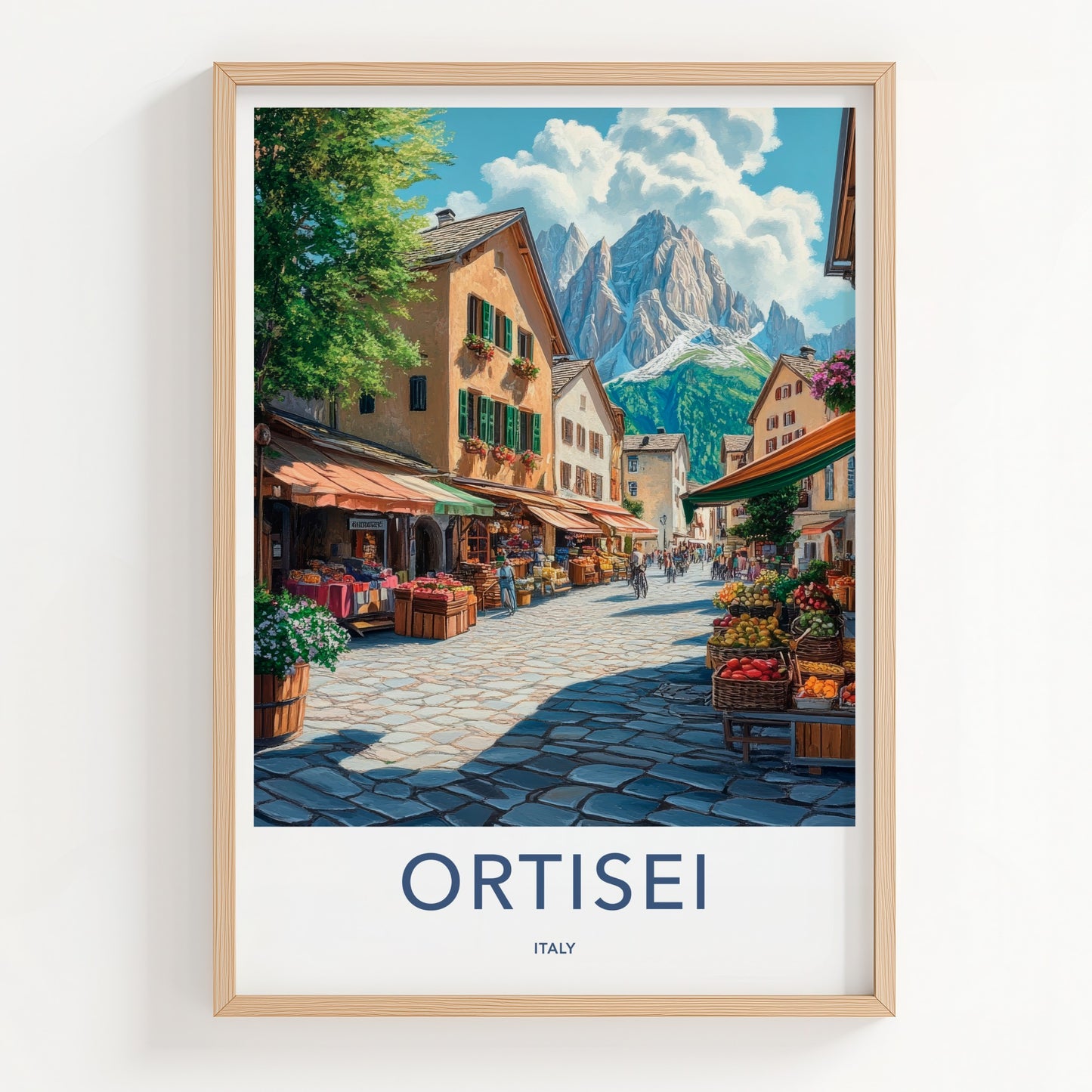 Ortisei Poster - Italy Travel Art - Mountain Village Market Home Decor