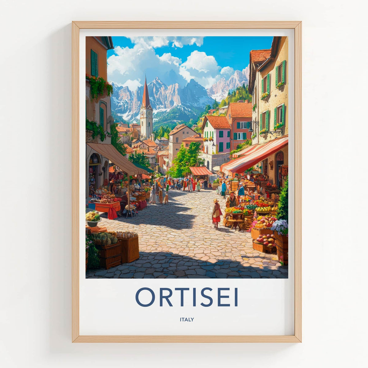 Ortisei Poster - Italy Travel Print - Alpine Village Market Gallery Art
