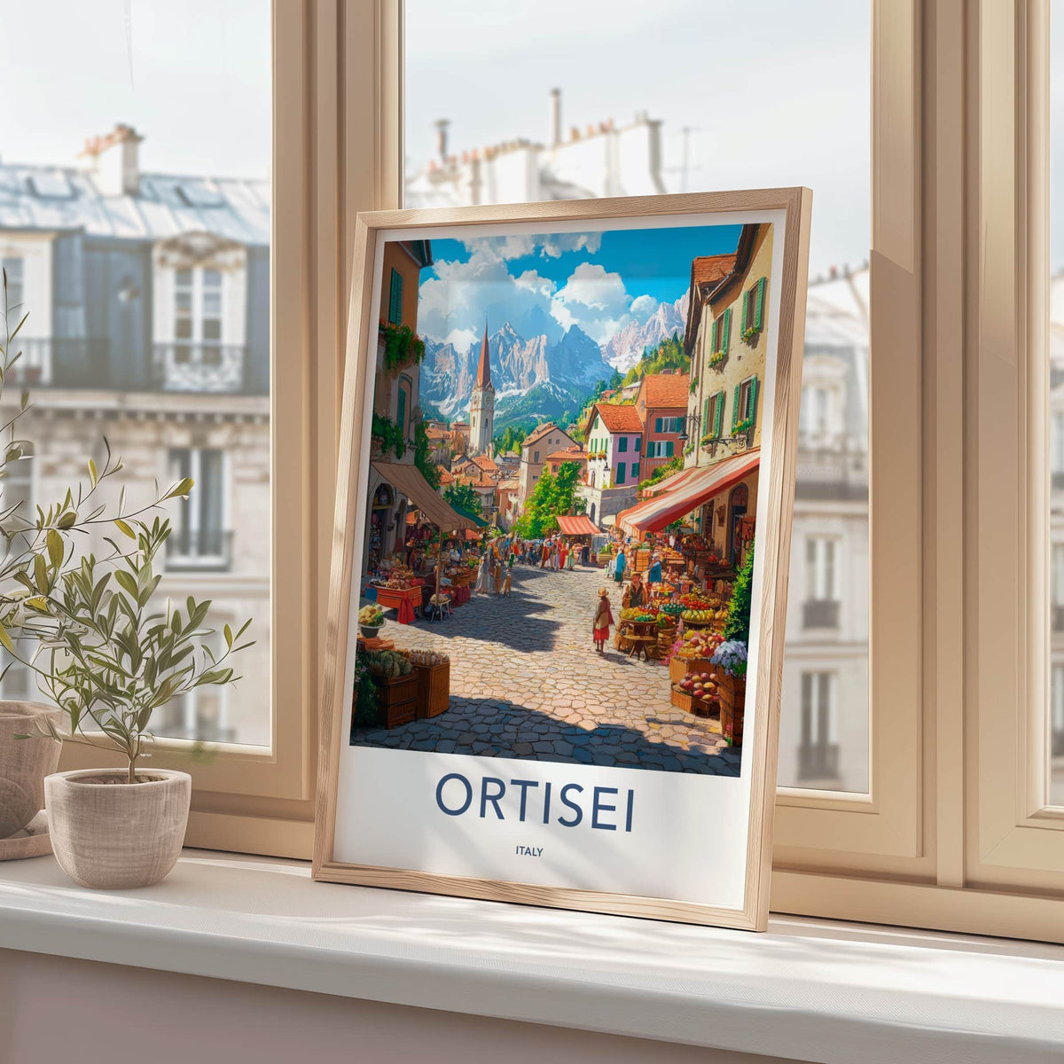 Ortisei Poster - Italy Travel Print - Alpine Village Market Gallery Art