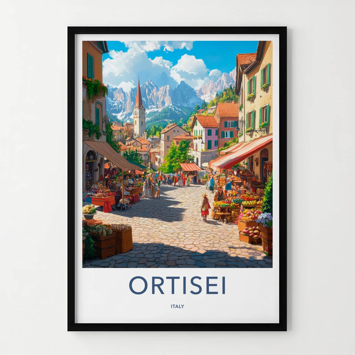 Ortisei Poster - Italy Travel Print - Alpine Village Market Gallery Art