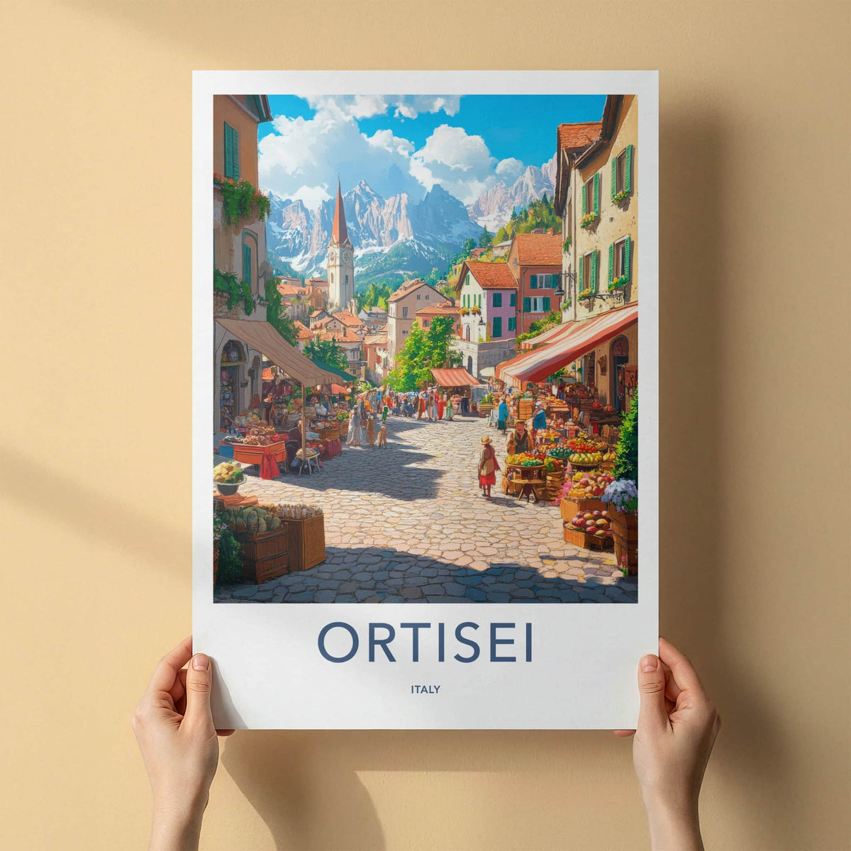 Ortisei Poster - Italy Travel Print - Alpine Village Market Gallery Art