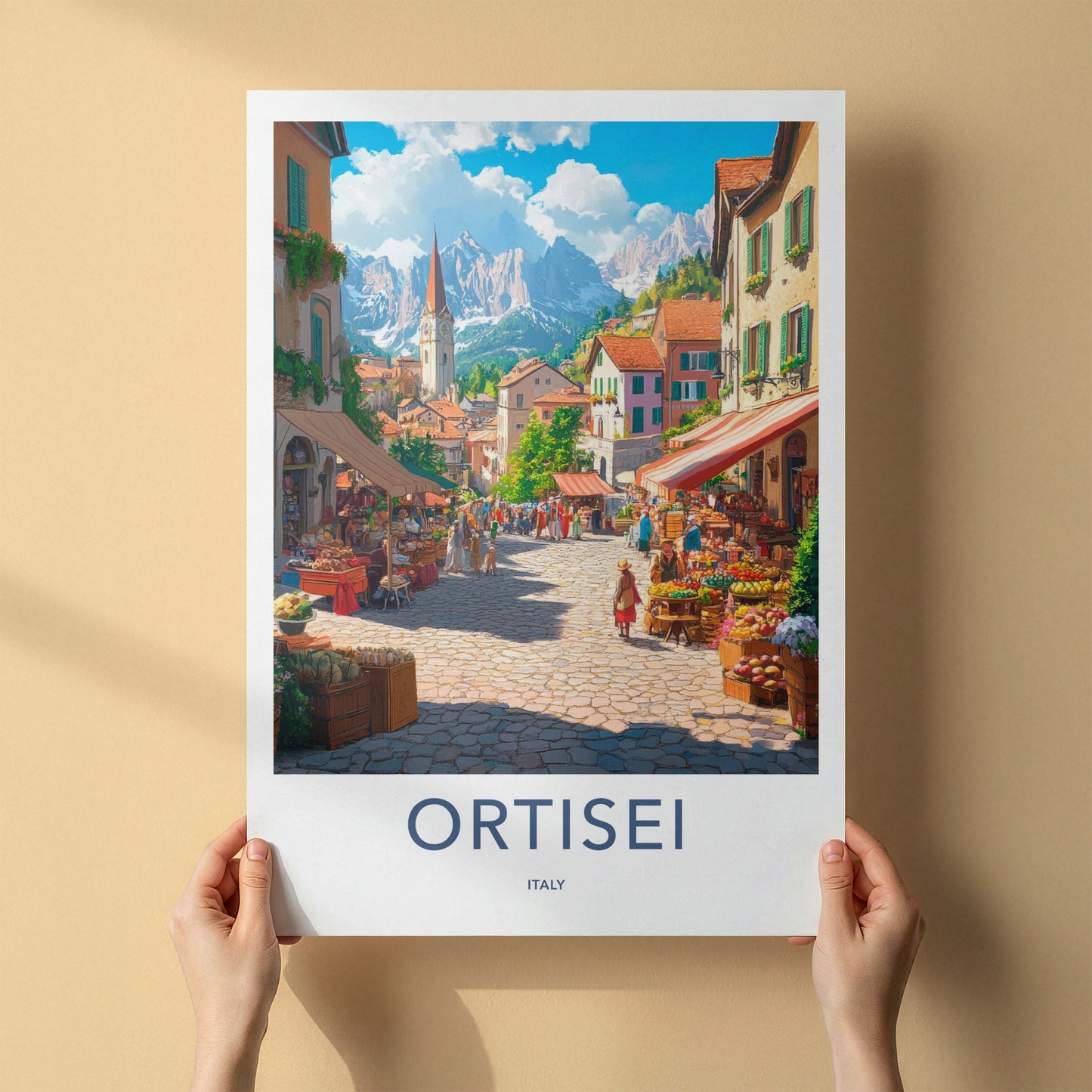 Ortisei Poster - Italy Travel Print - Alpine Village Market Gallery Art