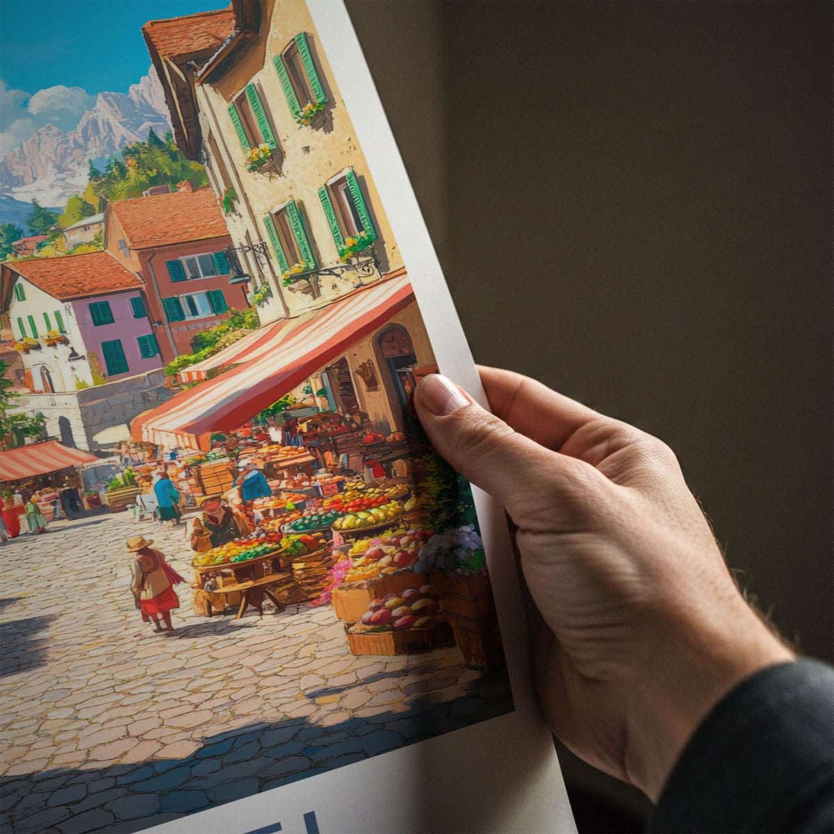 Ortisei Poster - Italy Travel Print - Alpine Village Market Gallery Art