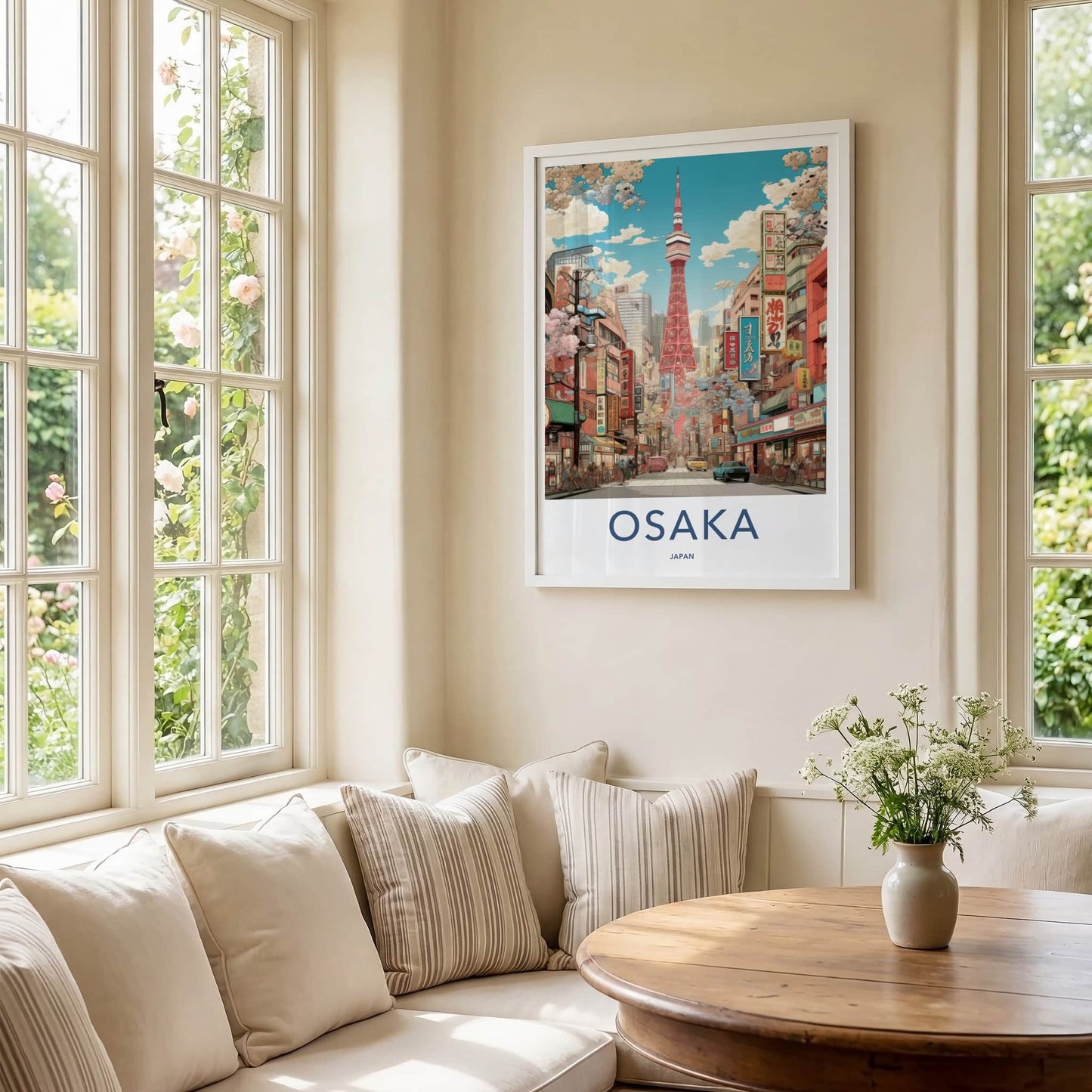 Osaka Poster - Japan Framed Print - Vibrant City Tower Framed Decor
