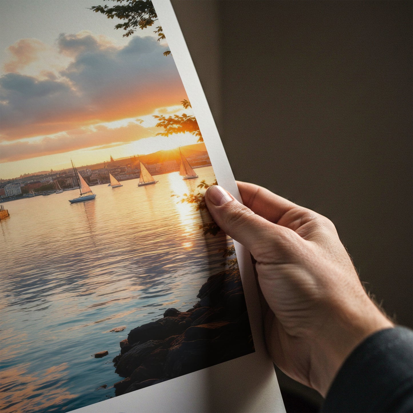 Oslo Poster - Norway Travel Art - Fjord City Sailboats Home Decor