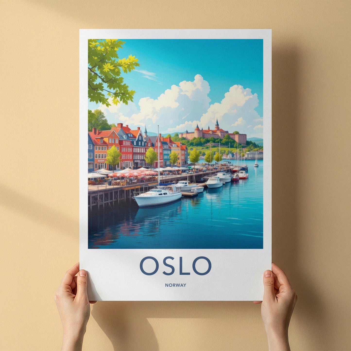 Oslo Poster - Norway Travel Art - Vibrant Waterfront Scene Home Decor