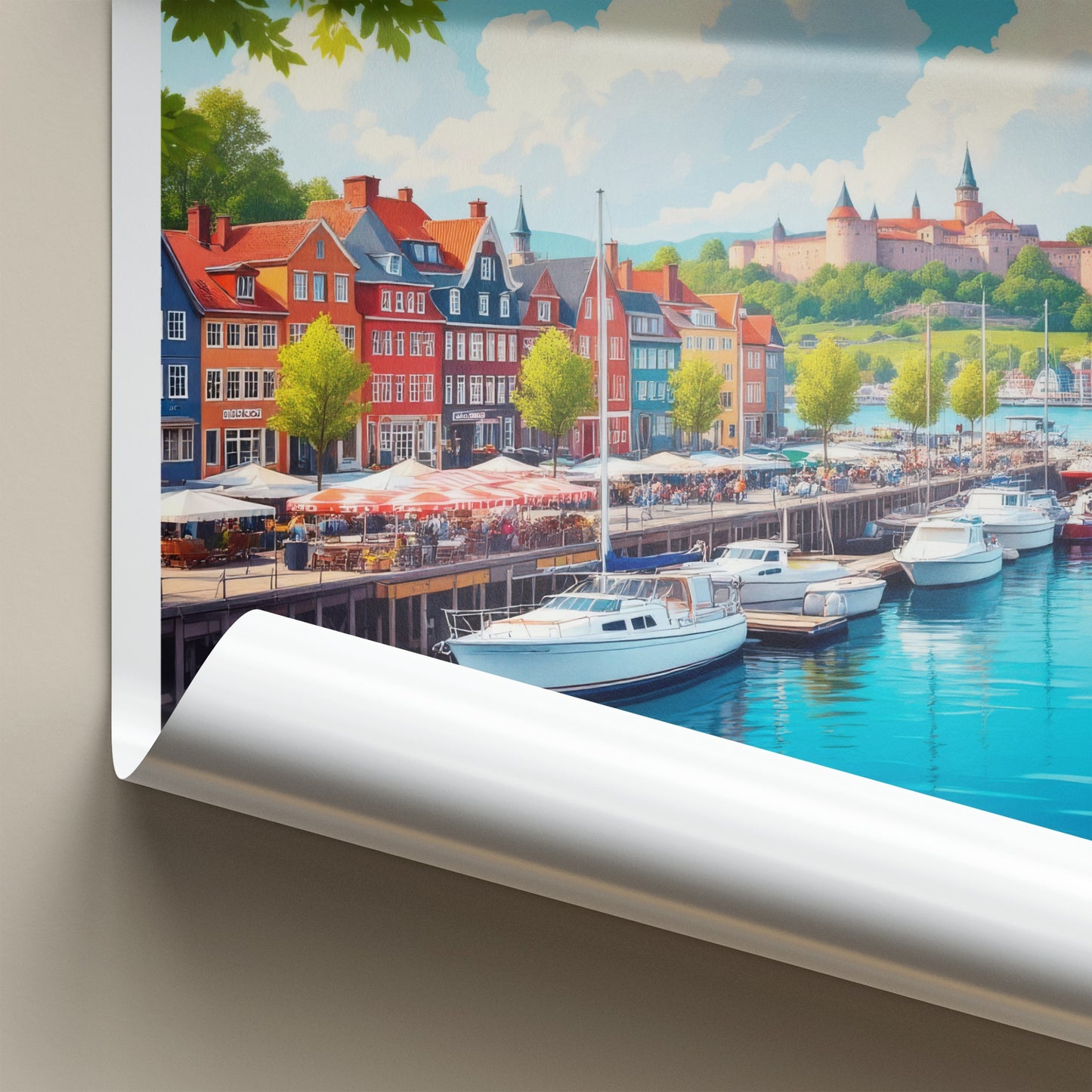 Oslo Poster - Norway Travel Art - Vibrant Waterfront Scene Home Decor