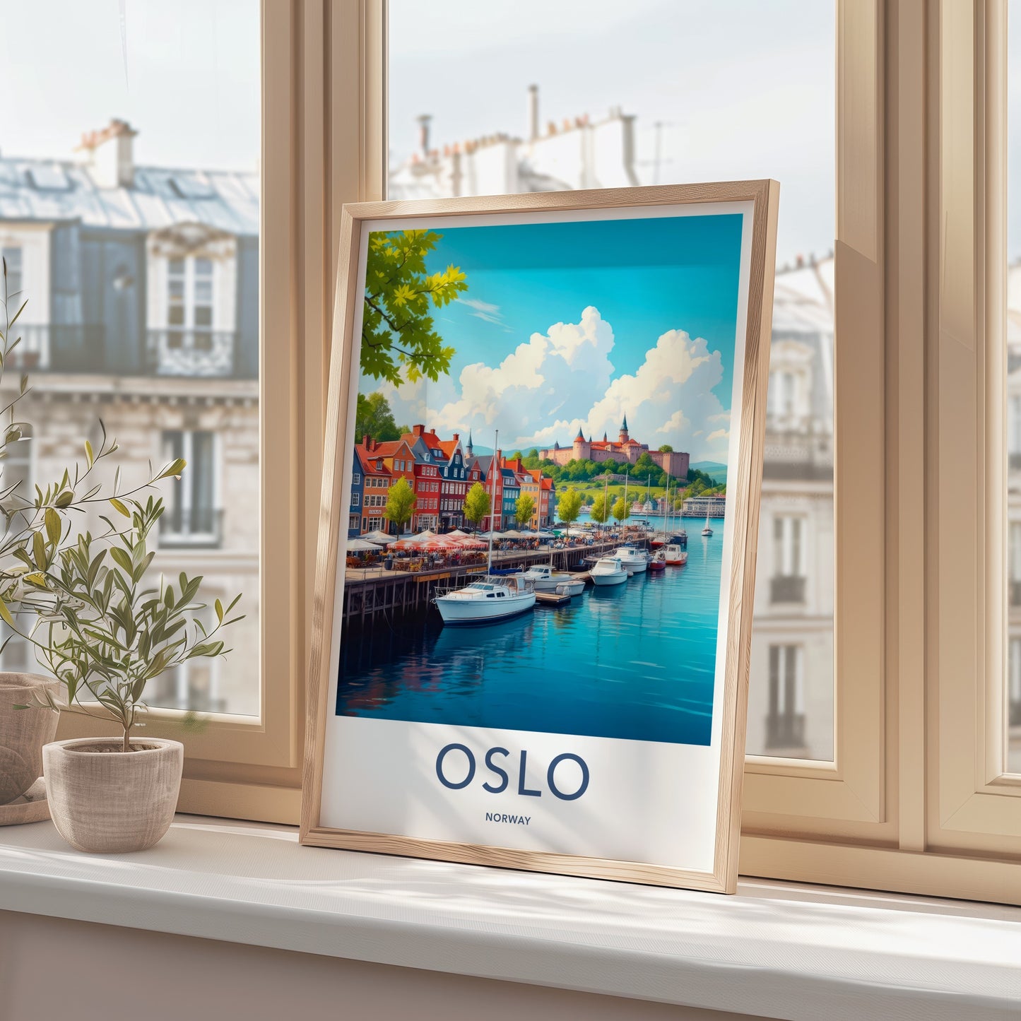 Oslo Poster - Norway Travel Art - Vibrant Waterfront Scene Home Decor