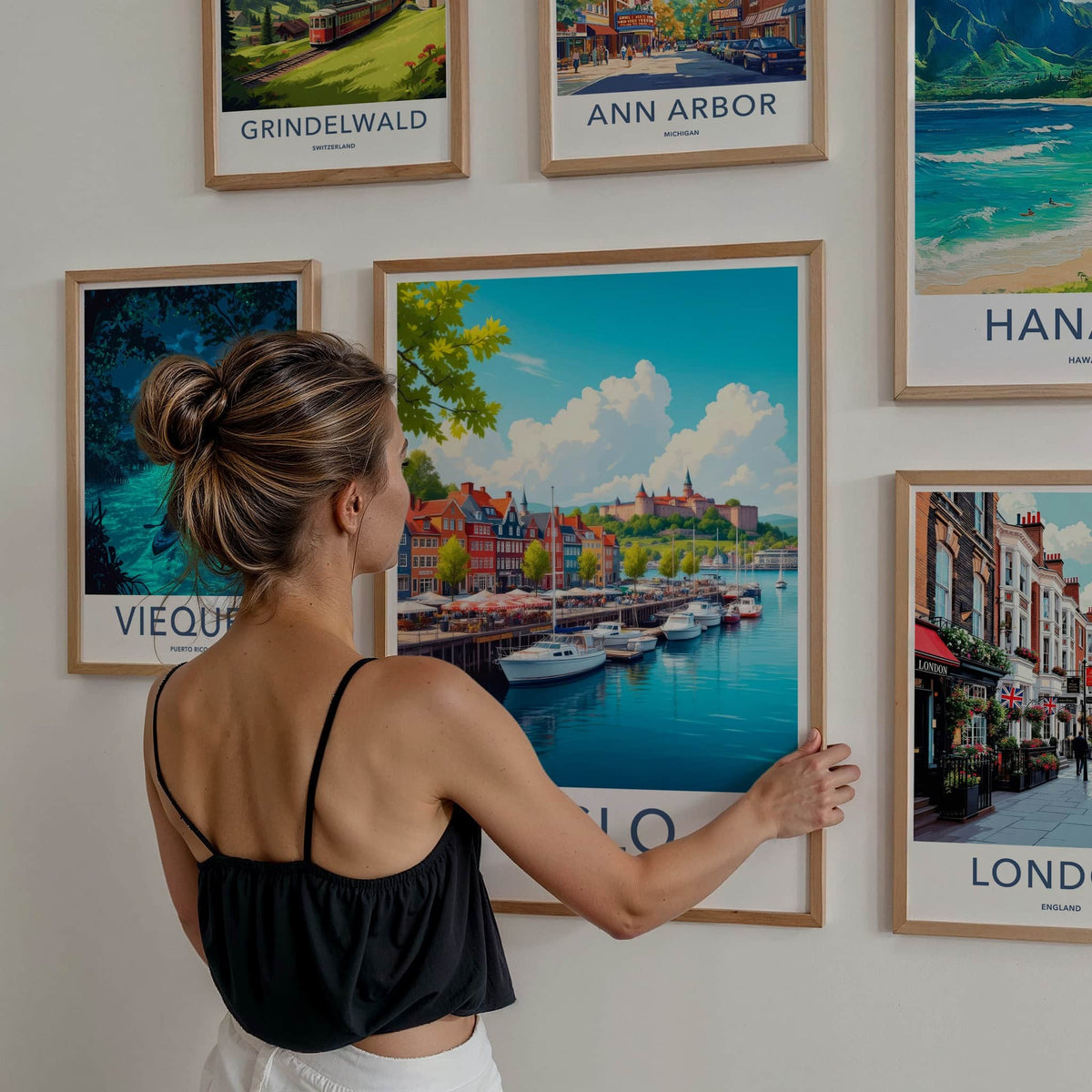 Oslo Poster - Norway Travel Art - Vibrant Waterfront Scene Home Decor