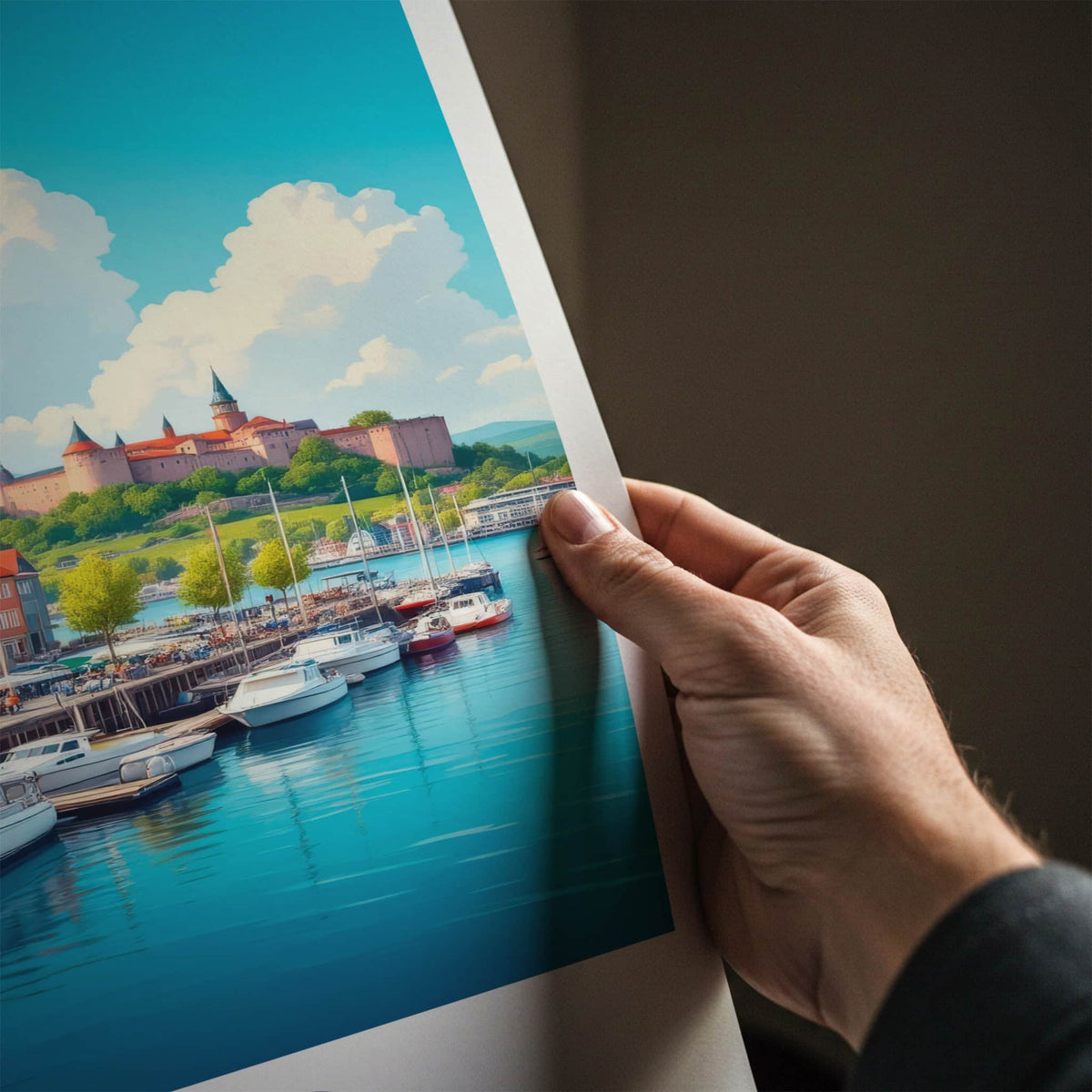 Oslo Poster - Norway Travel Art - Vibrant Waterfront Scene Home Decor