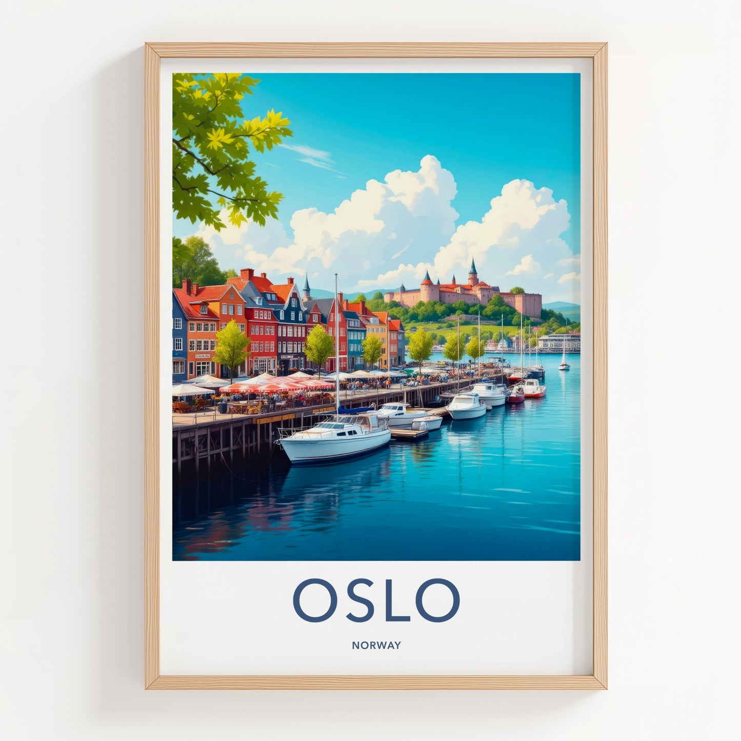 Oslo Poster - Norway Travel Art - Vibrant Waterfront Scene Home Decor