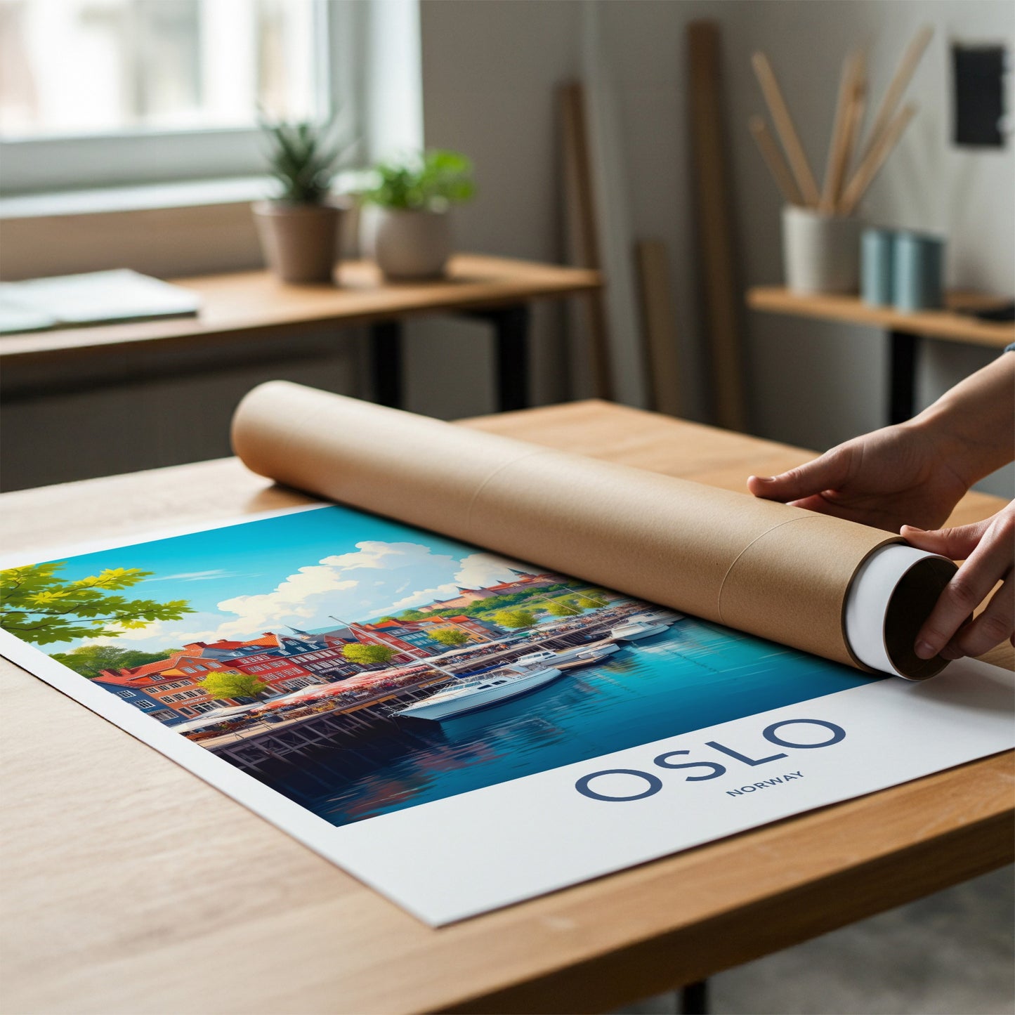 Oslo Poster - Norway Travel Art - Vibrant Waterfront Scene Home Decor