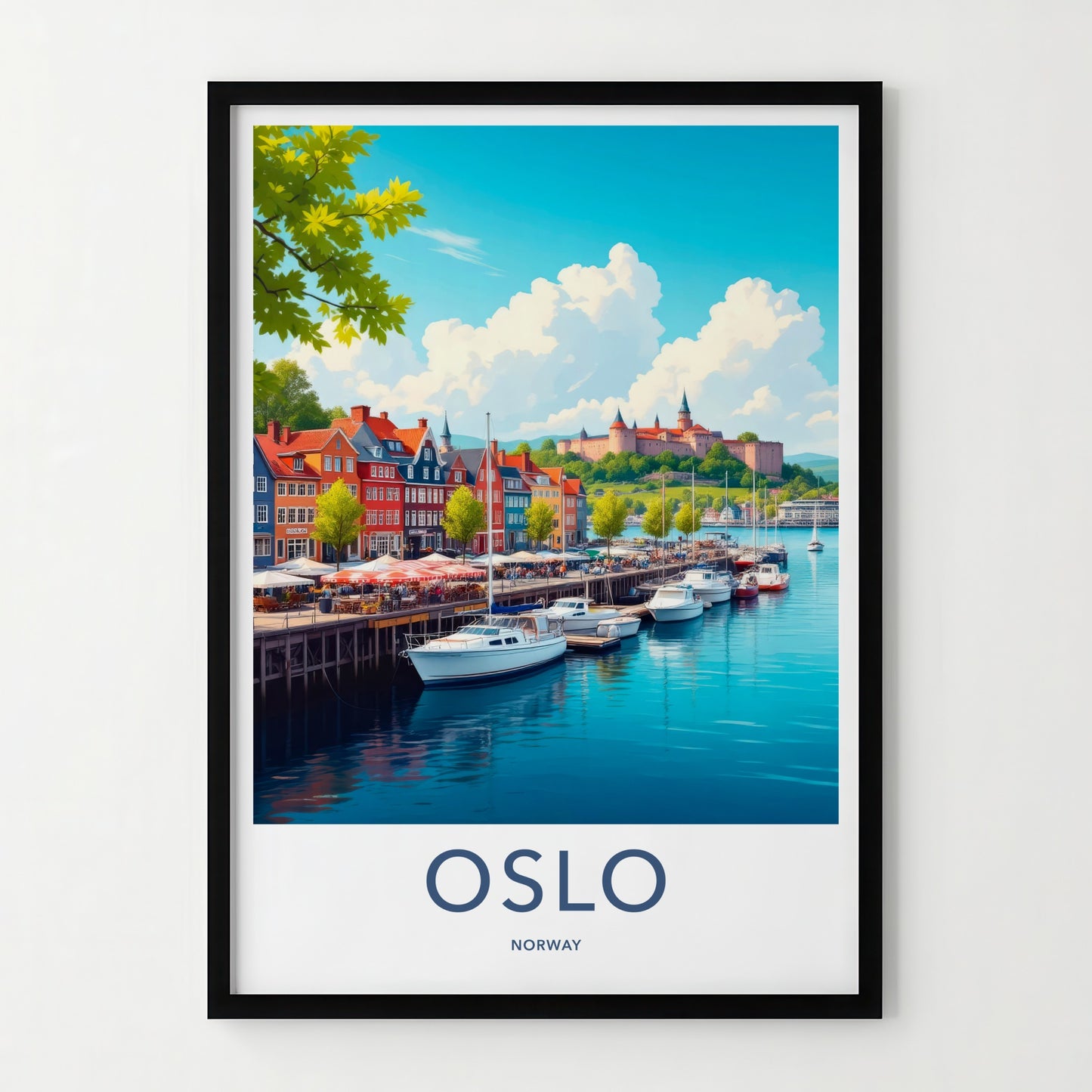 Oslo Poster - Norway Travel Art - Vibrant Waterfront Scene Home Decor