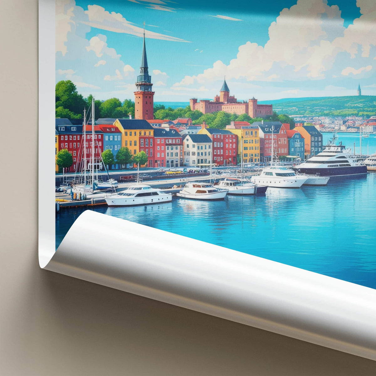 Oslo Poster - Norway Travel Print - Vibrant City Harbor Wall Decor