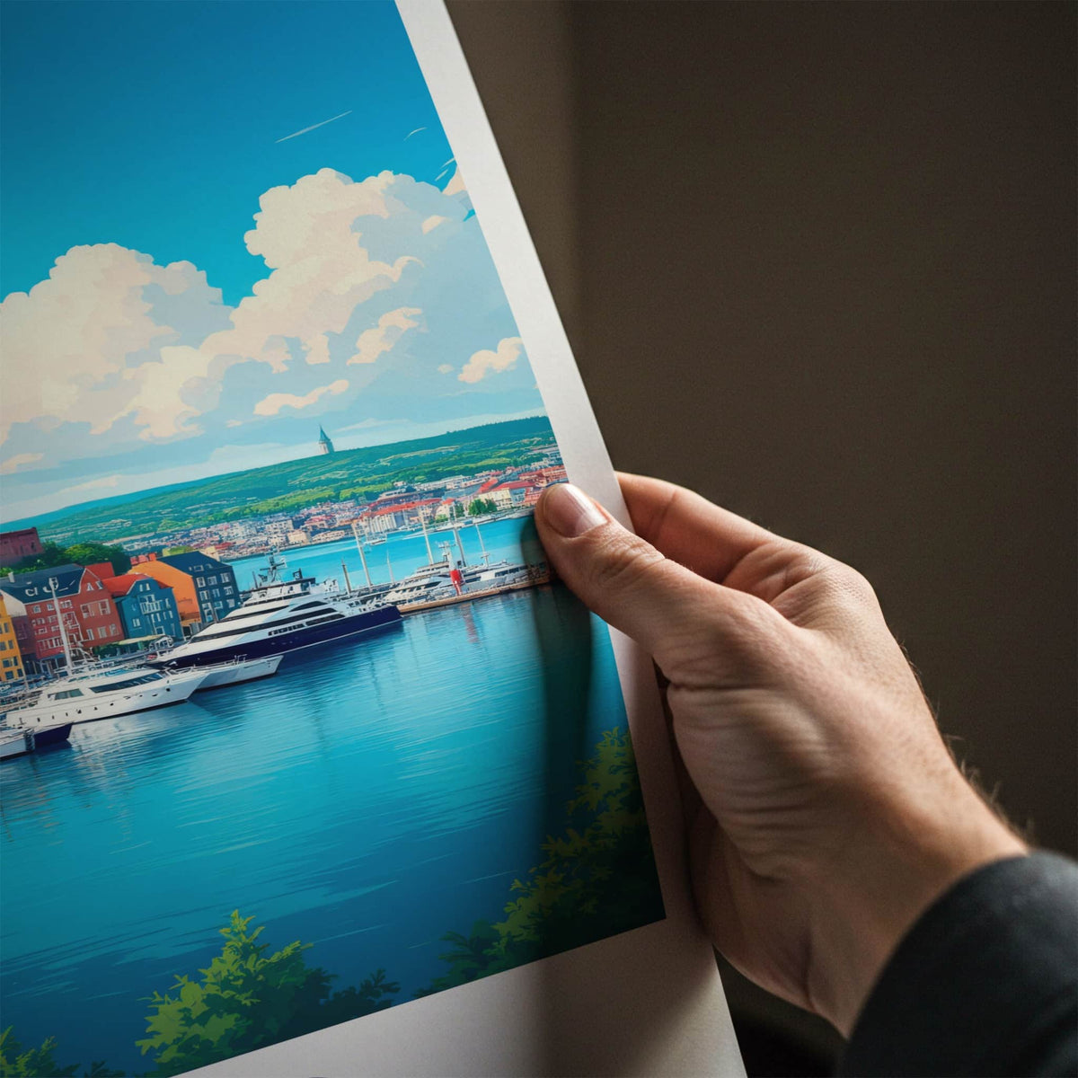 Oslo Poster - Norway Travel Print - Vibrant City Harbor Wall Decor