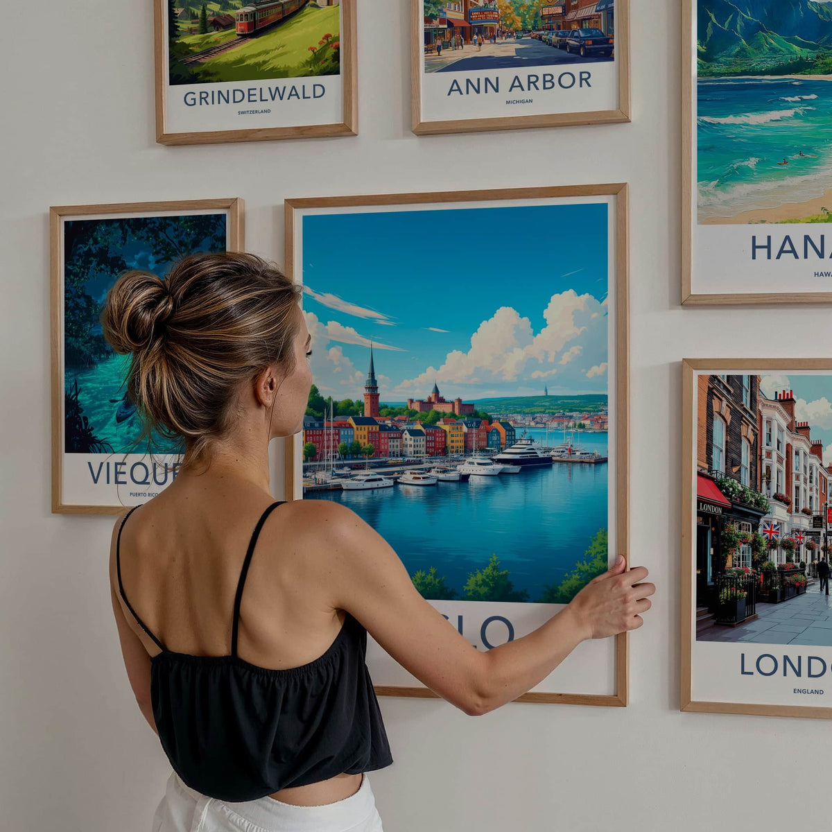 Oslo Poster - Norway Travel Print - Vibrant City Harbor Wall Decor