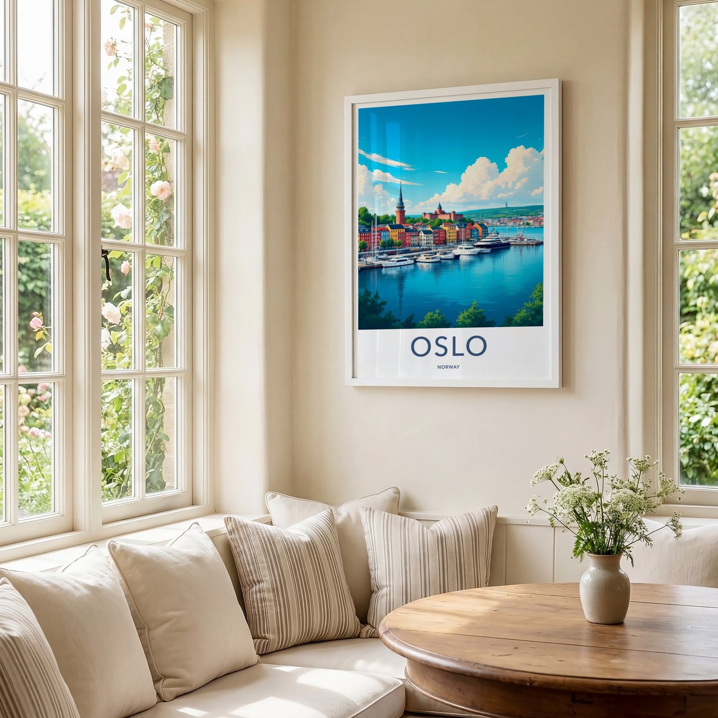 Oslo Poster - Norway Travel Print - Vibrant City Harbor Wall Decor