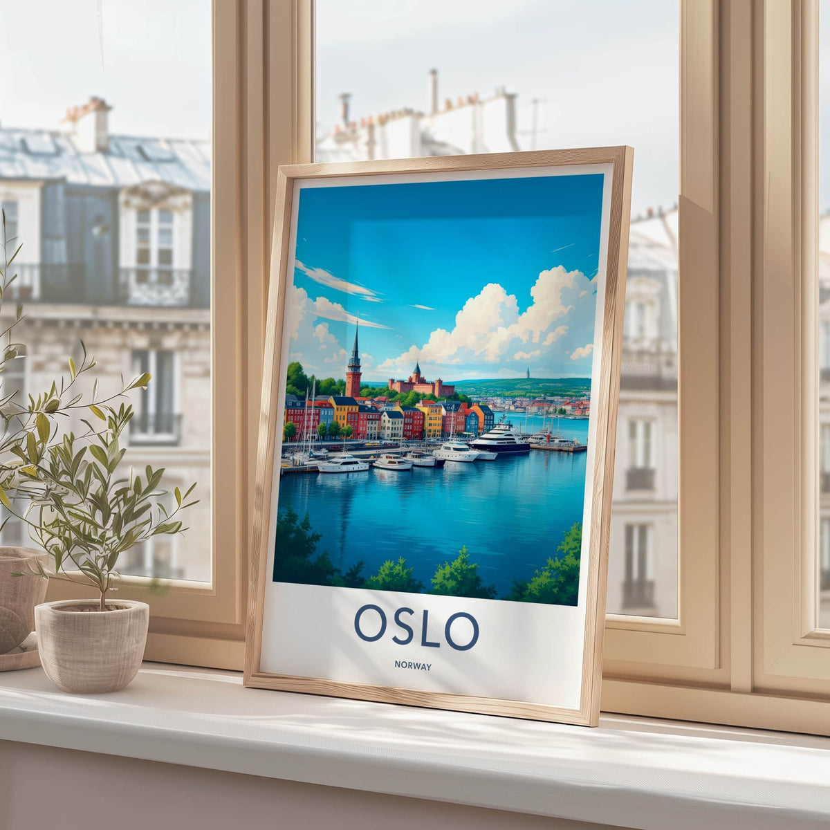 Oslo Poster - Norway Travel Print - Vibrant City Harbor Wall Decor