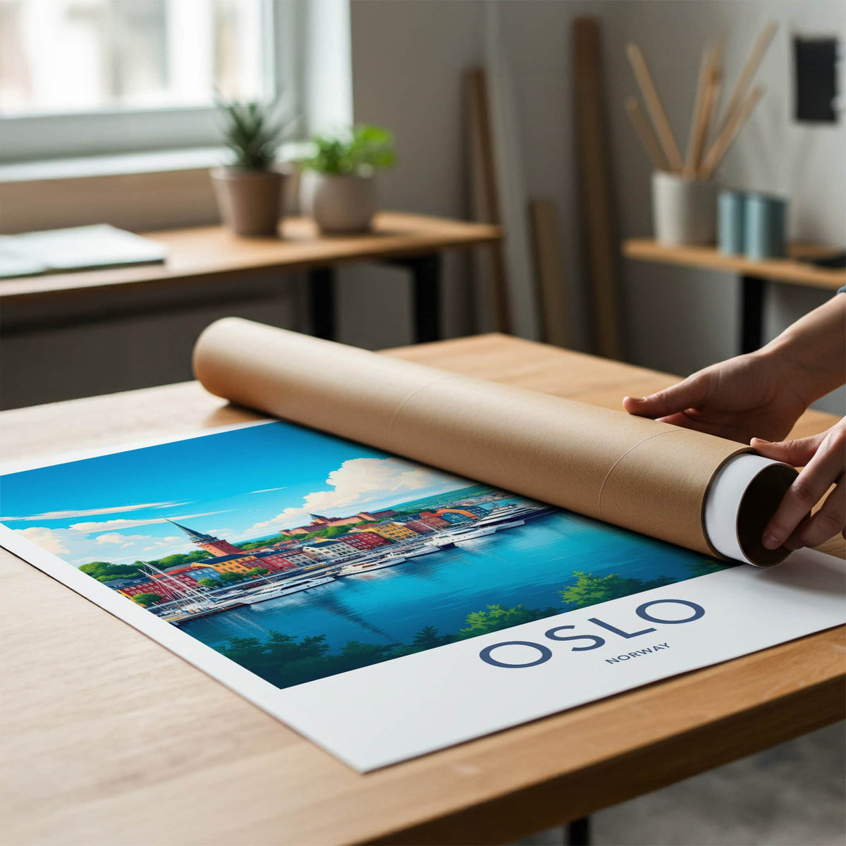 Oslo Poster - Norway Travel Print - Vibrant City Harbor Wall Decor