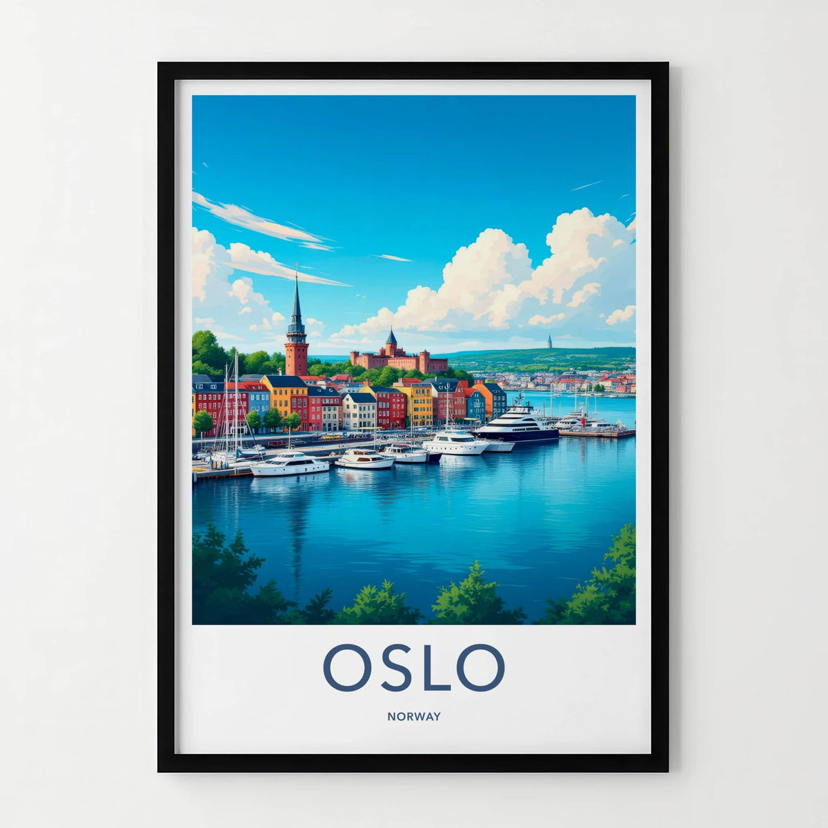 Oslo Poster - Norway Travel Print - Vibrant City Harbor Wall Decor