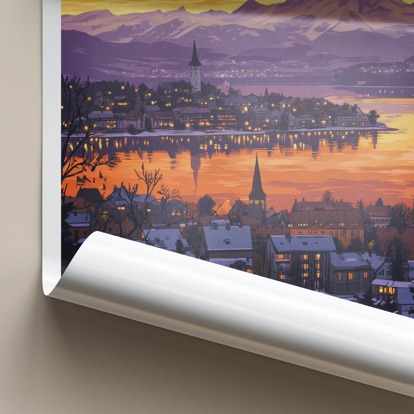 Ostersund Poster - Sweden Travel Art - Dramatic Orange Sunset Home Decor