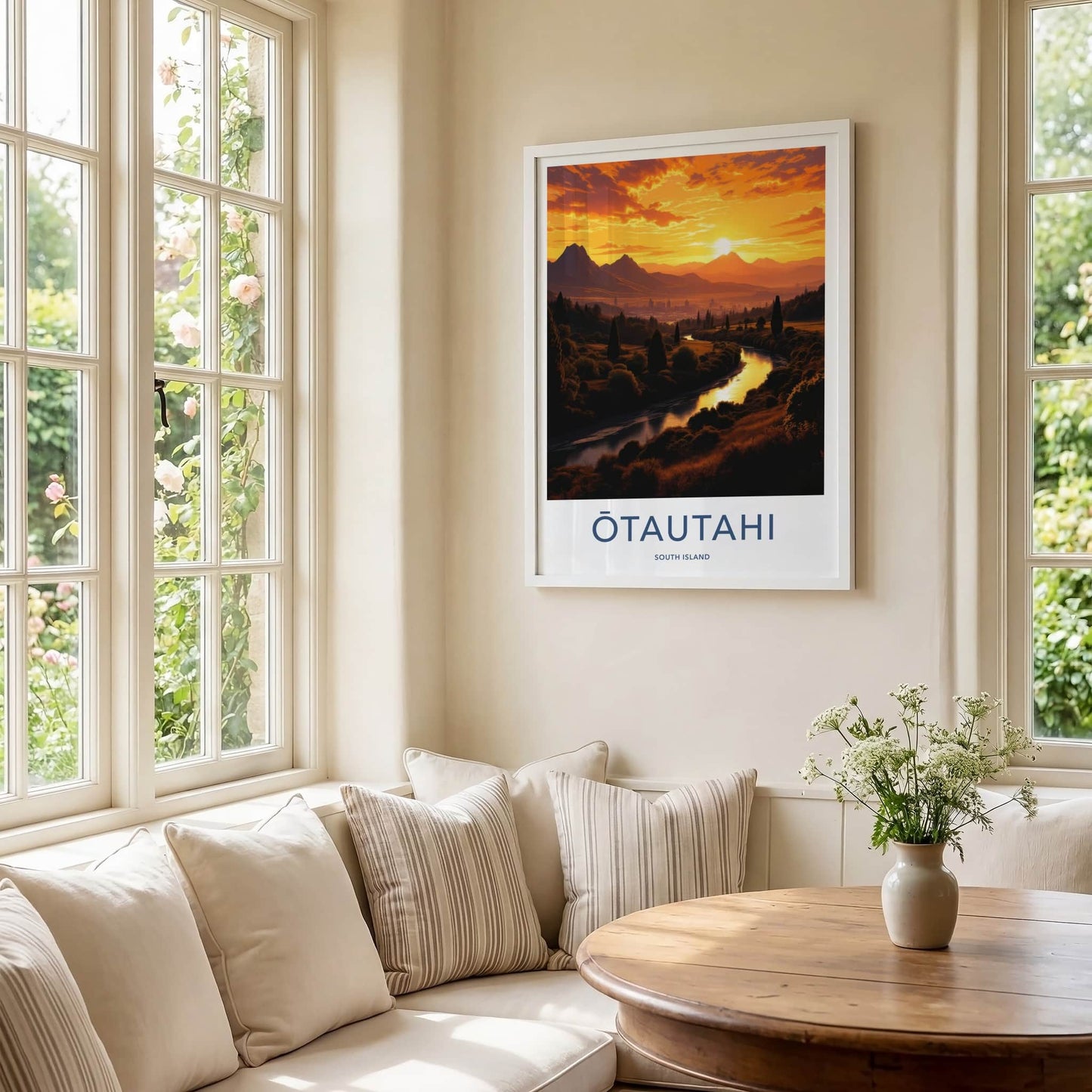 Otautahi Poster - New Zealand Travel Art - Golden River Sunset Home Decor