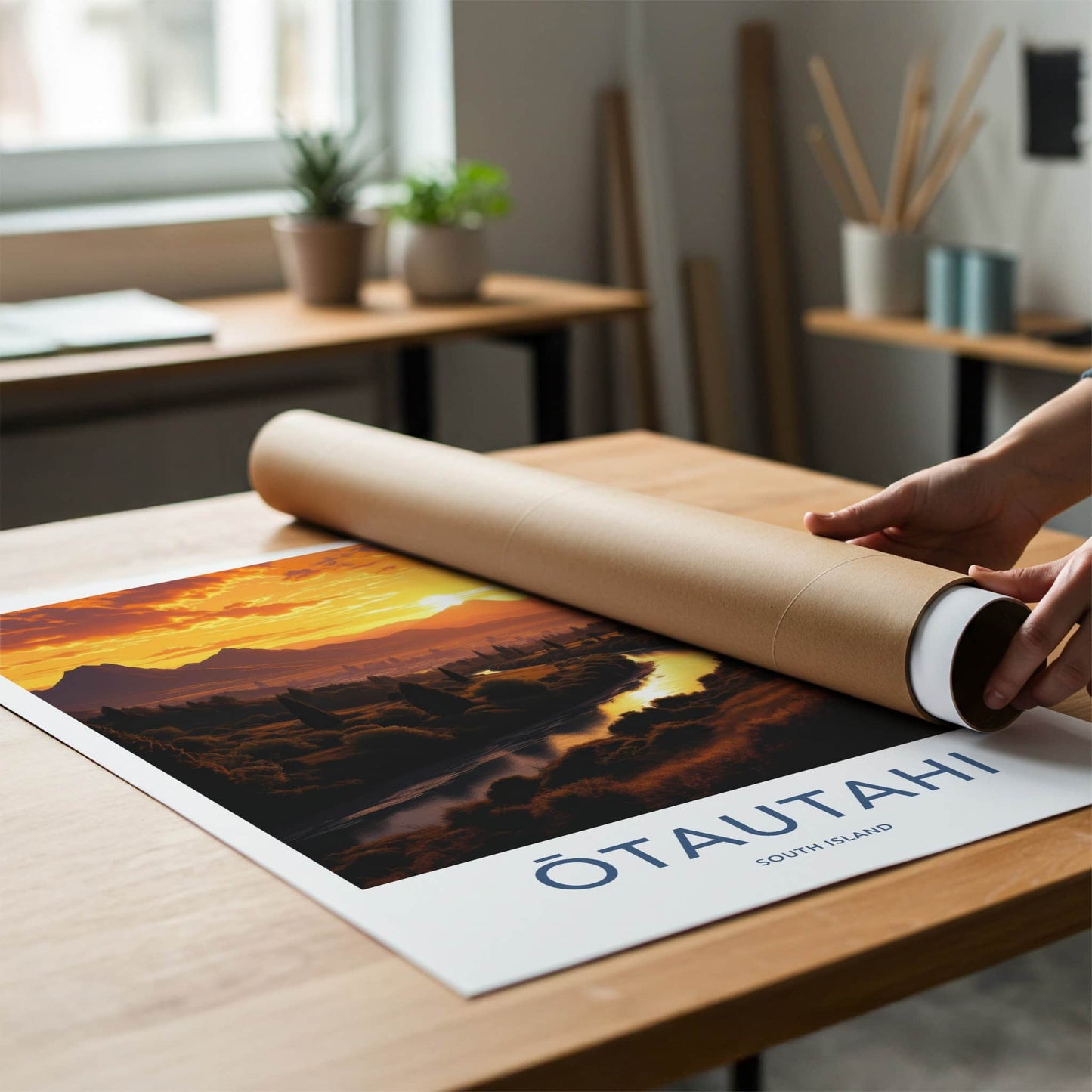 Otautahi Poster - New Zealand Travel Art - Golden River Sunset Home Decor