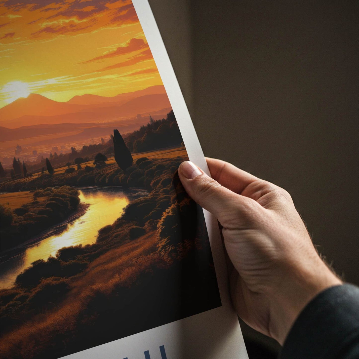 Otautahi Poster - New Zealand Travel Art - Golden River Sunset Home Decor