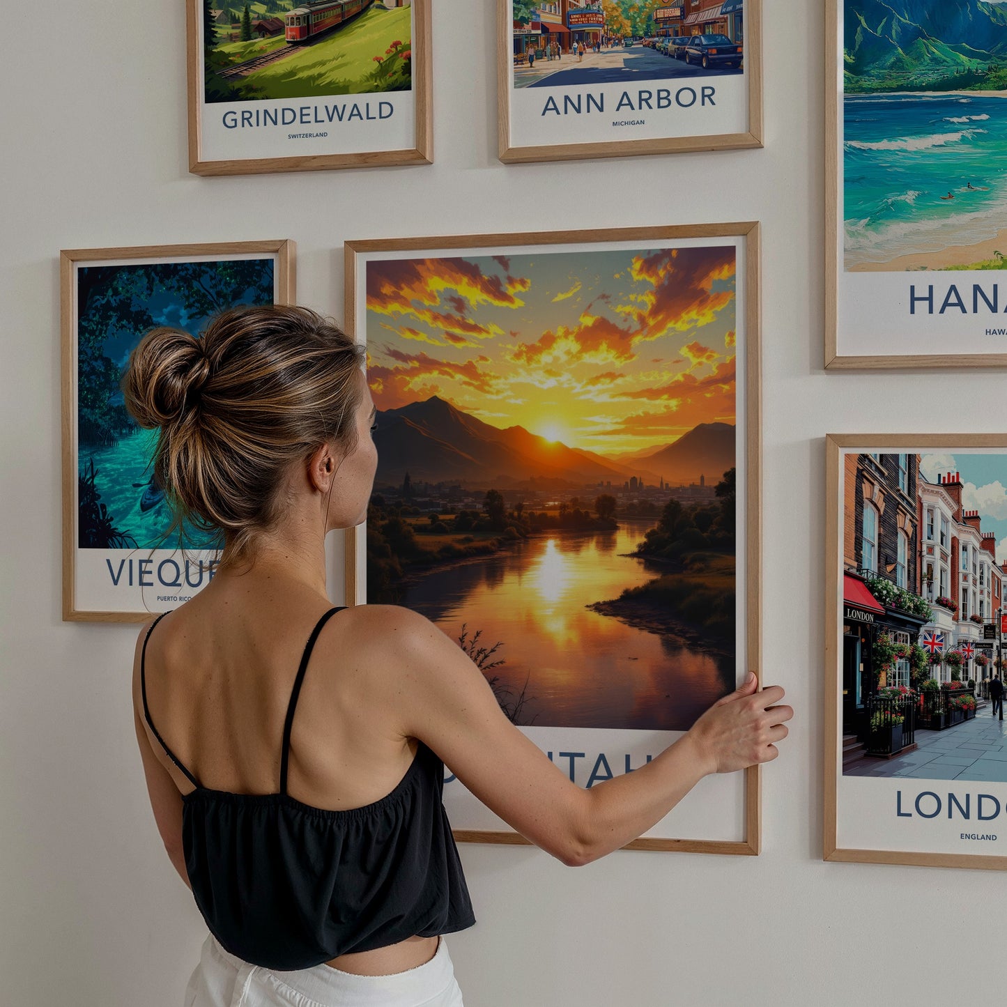 Otautahi Poster - New Zealand Travel Art - Golden River Sunset Wall Decor