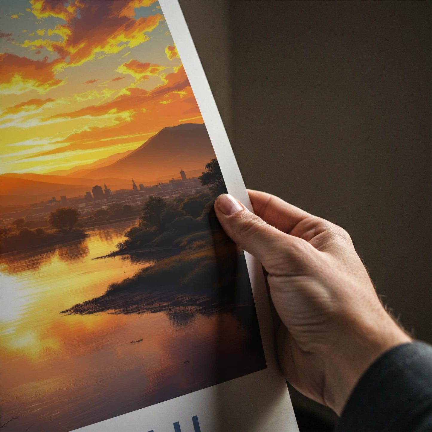 Otautahi Poster - New Zealand Travel Art - Golden River Sunset Wall Decor