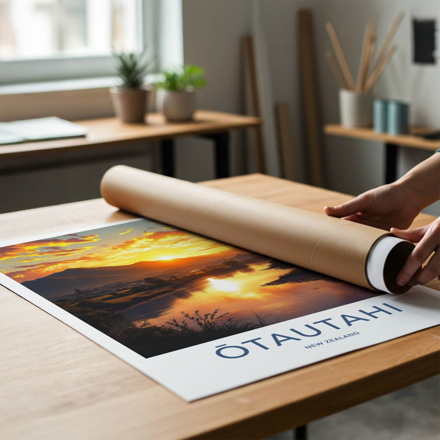 Otautahi Poster - New Zealand Travel Art - Golden River Sunset Wall Decor