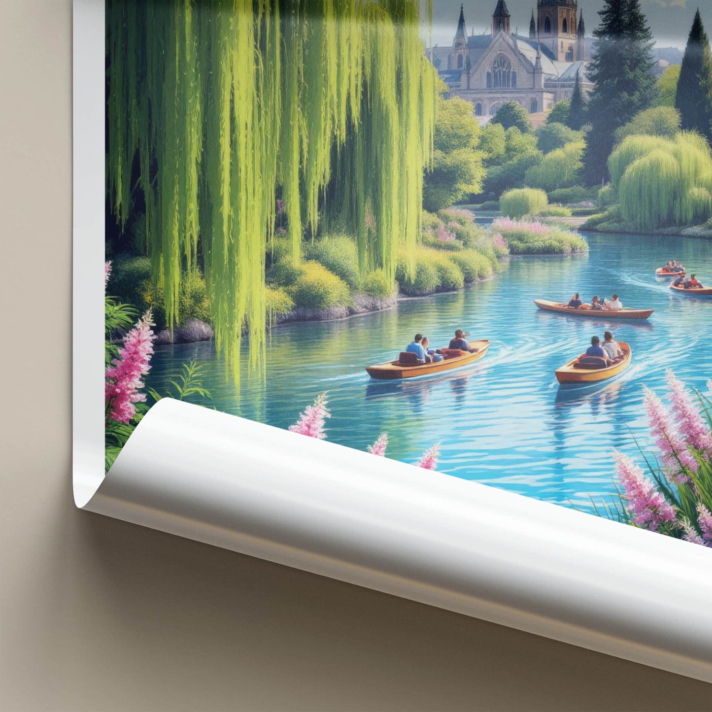 Otautahi Poster - New Zealand Travel Art - Willows Boaters Cathedral Wall Decor