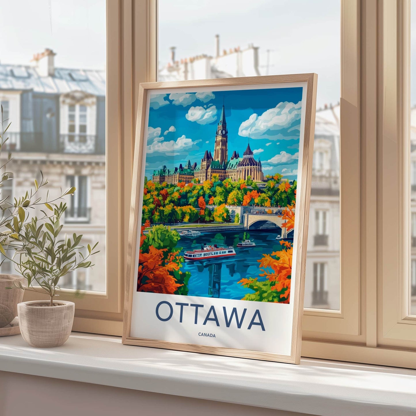 Ottawa Poster - Canada Framed Print - Autumn River Parliament Framed Decor