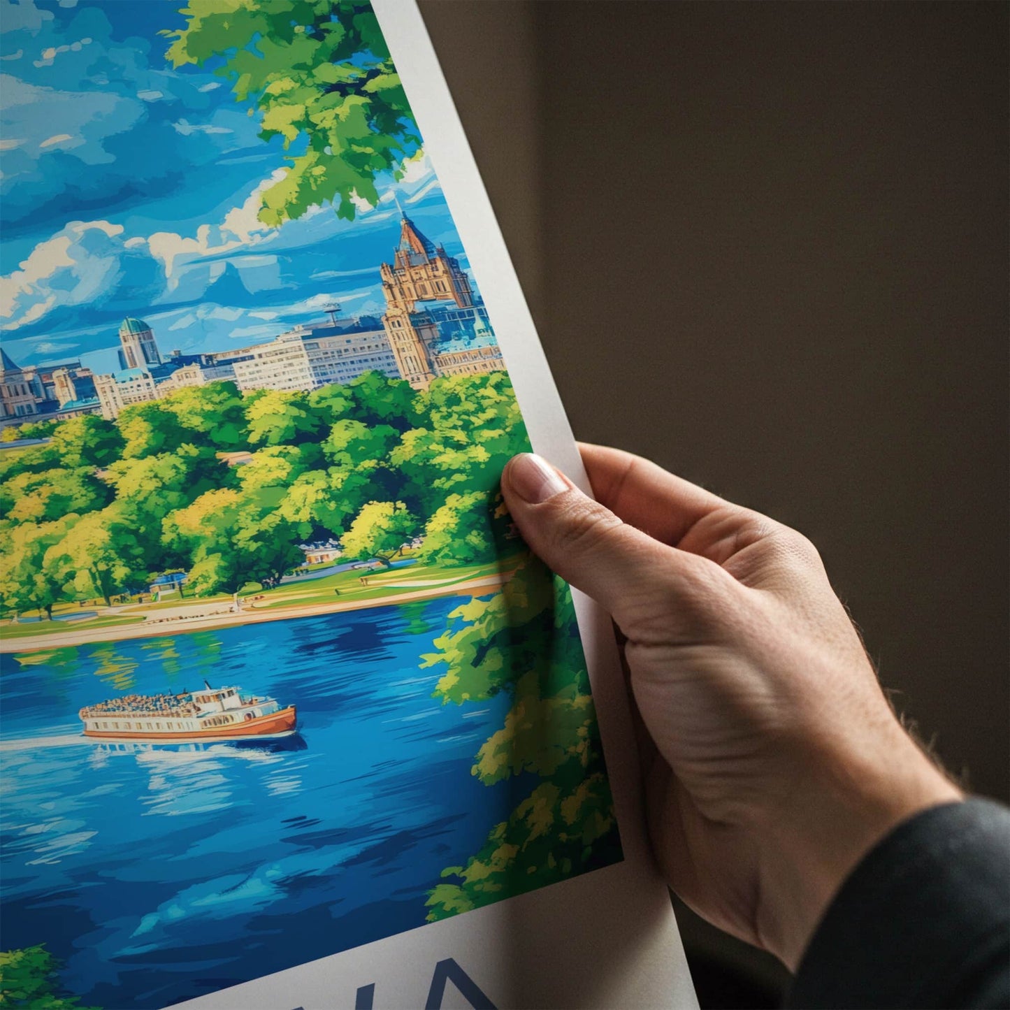 Ottawa Poster - Canada Travel Art - Parliament River Boats Home Decor