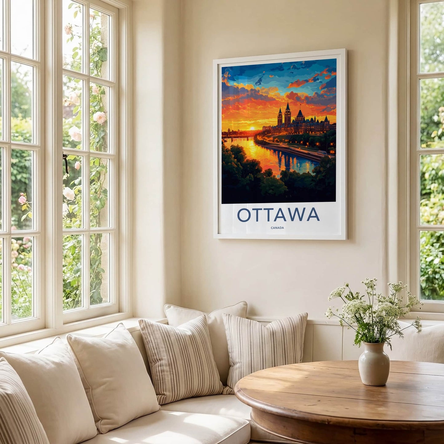 Ottawa Poster - Canada Wall Art - Cityscape Sunset River Home Decor