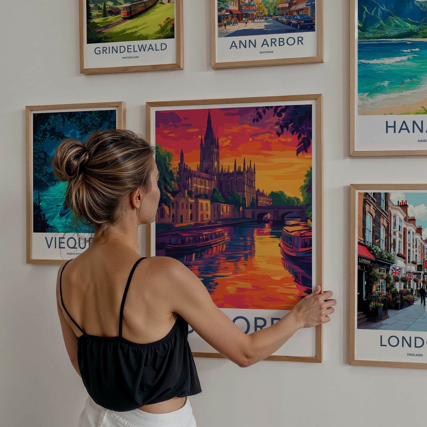 Oxford Poster - England Travel Art - Vibrant River City Wall Decor