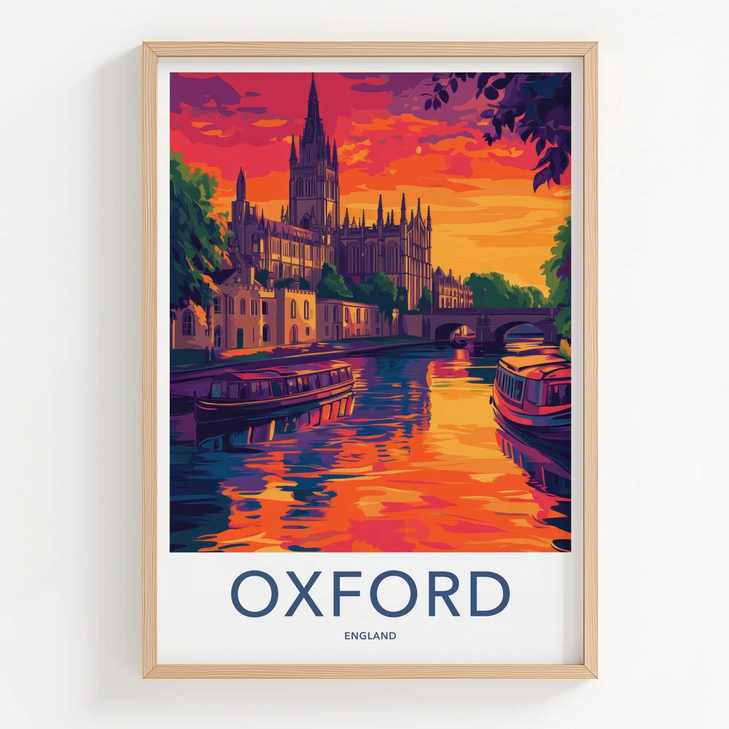 Oxford Poster - England Travel Art - Vibrant River City Wall Decor