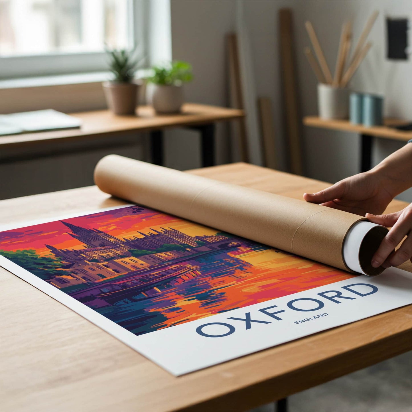 Oxford Poster - England Travel Art - Vibrant River City Wall Decor