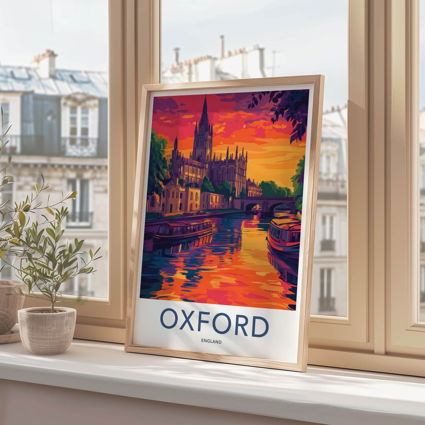 Oxford Poster - England Travel Art - Vibrant River City Wall Decor
