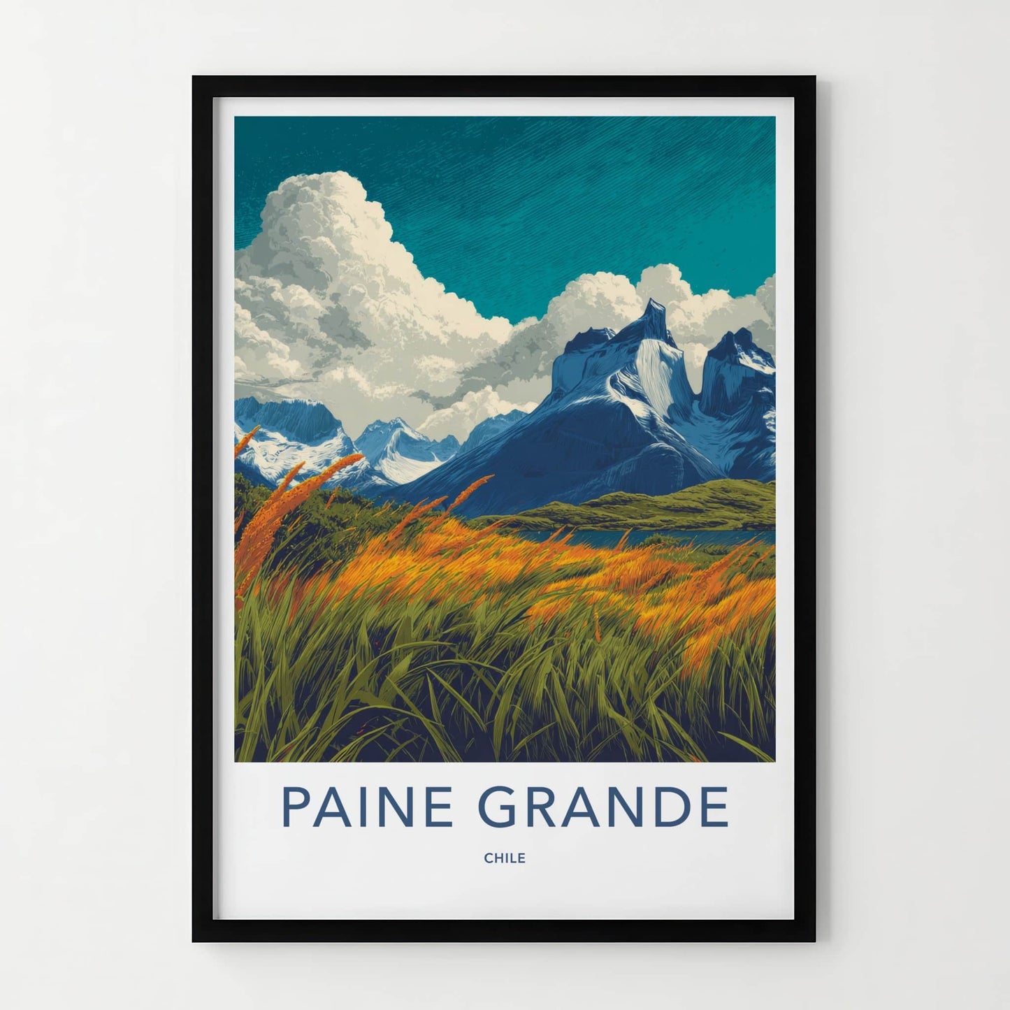 Paine Grande Poster - Chile Travel Print - Snowy Mountains Home Decor