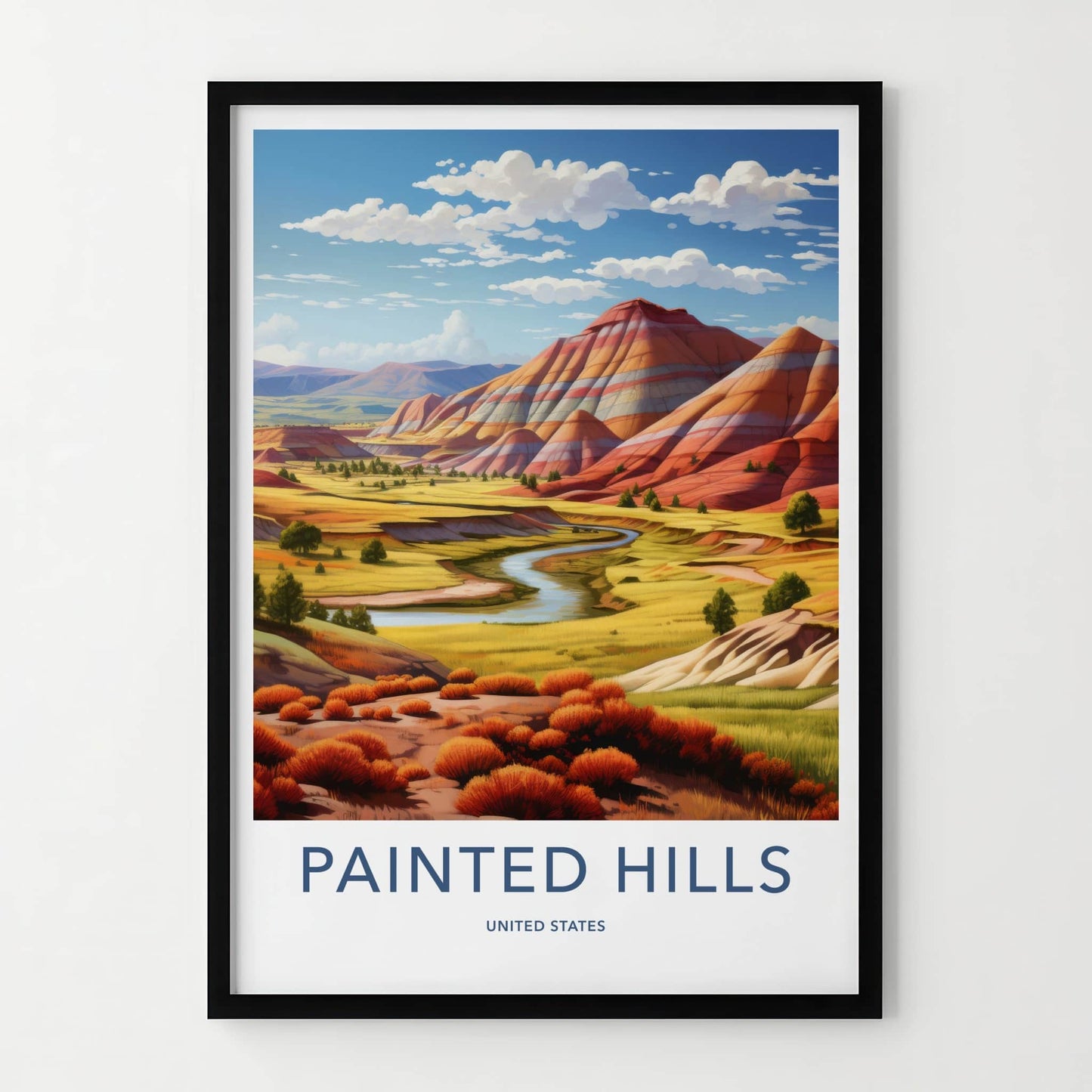 Painted Hills Poster - Oregon Wall Art - Vibrant Hills Stream Home Decor
