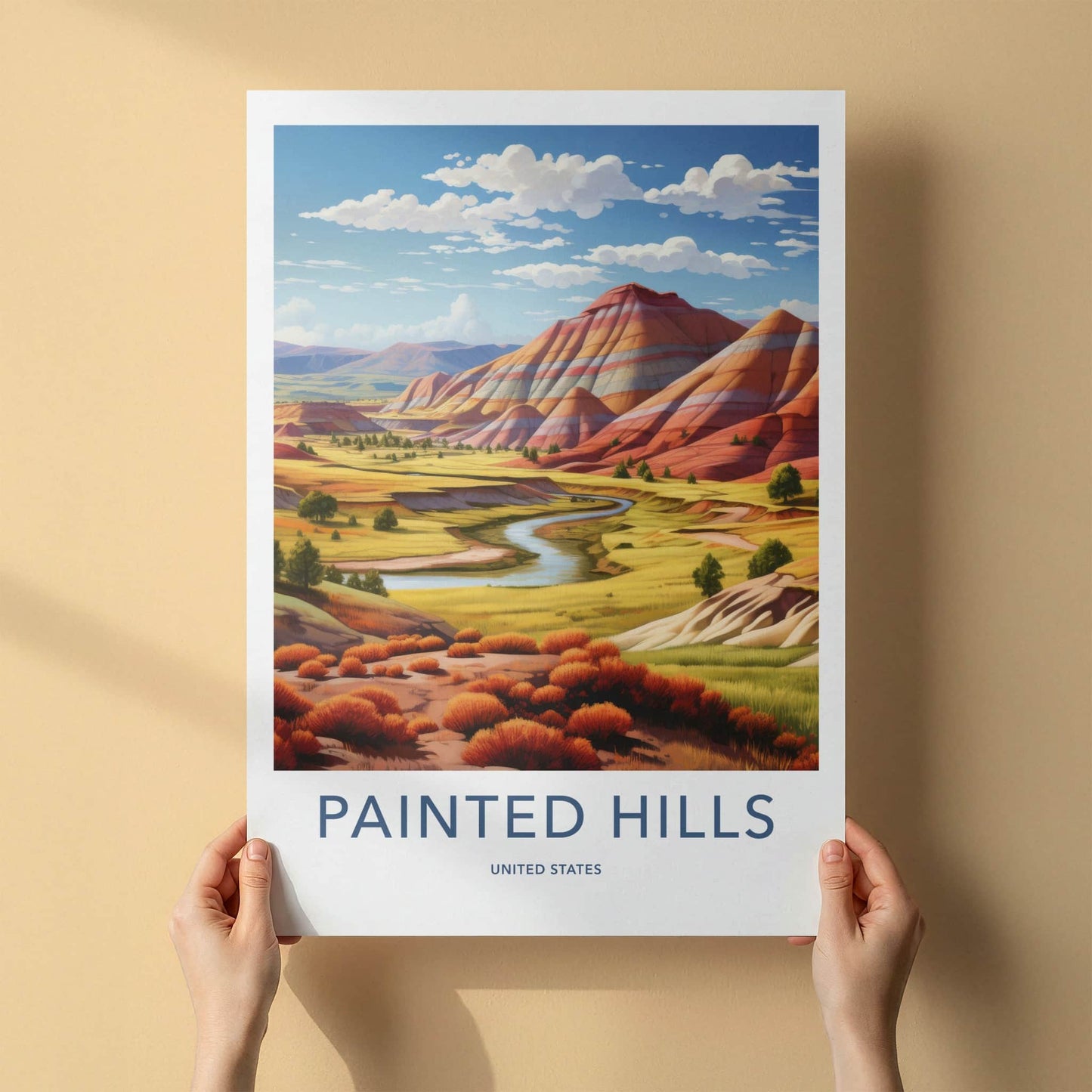 Painted Hills Poster - Oregon Wall Art - Vibrant Hills Stream Home Decor