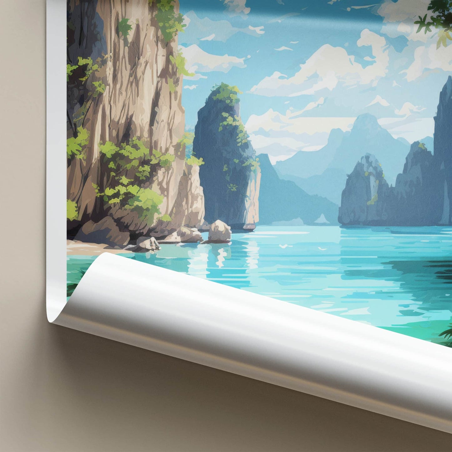 Palawan Poster - Philippines Travel Art - Rocky Ocean Cliffs Home Decor