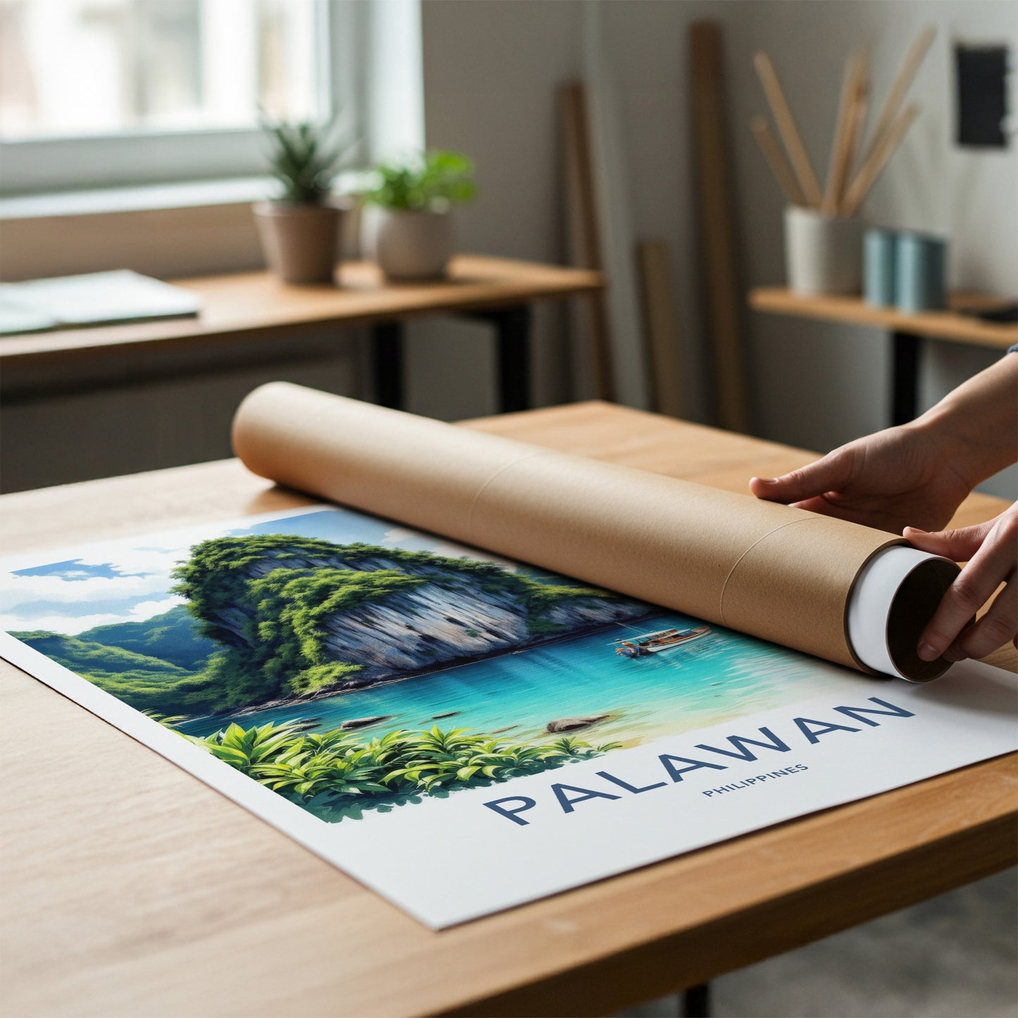 Palawan Poster - Philippines Travel Art - Tropical Karst Landscape Home Decor