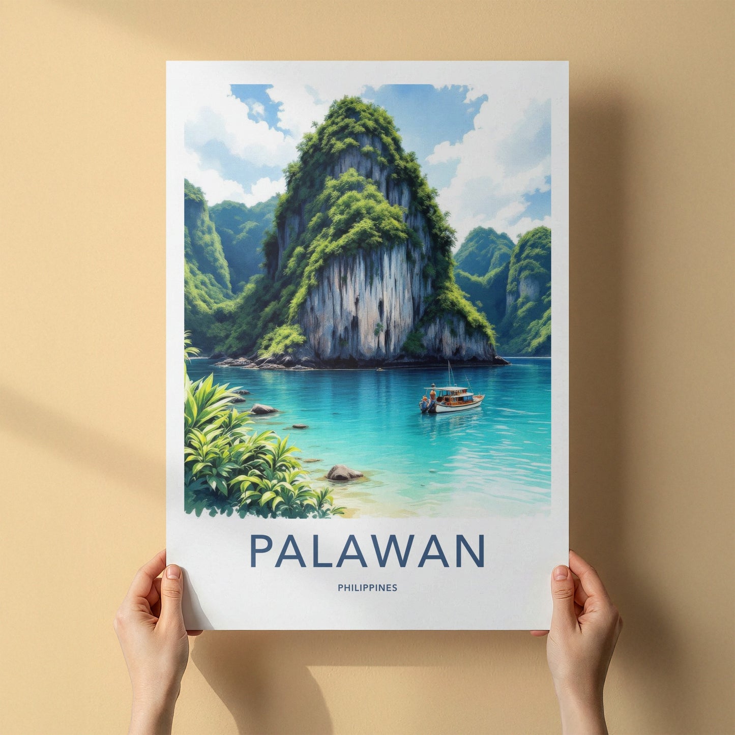 Palawan Poster - Philippines Travel Art - Tropical Karst Landscape Home Decor