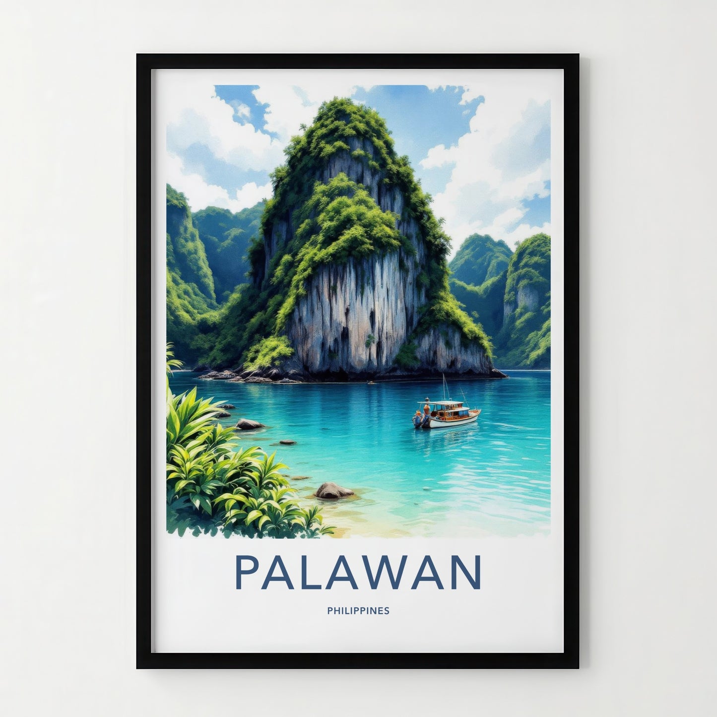 Palawan Poster - Philippines Travel Art - Tropical Karst Landscape Home Decor