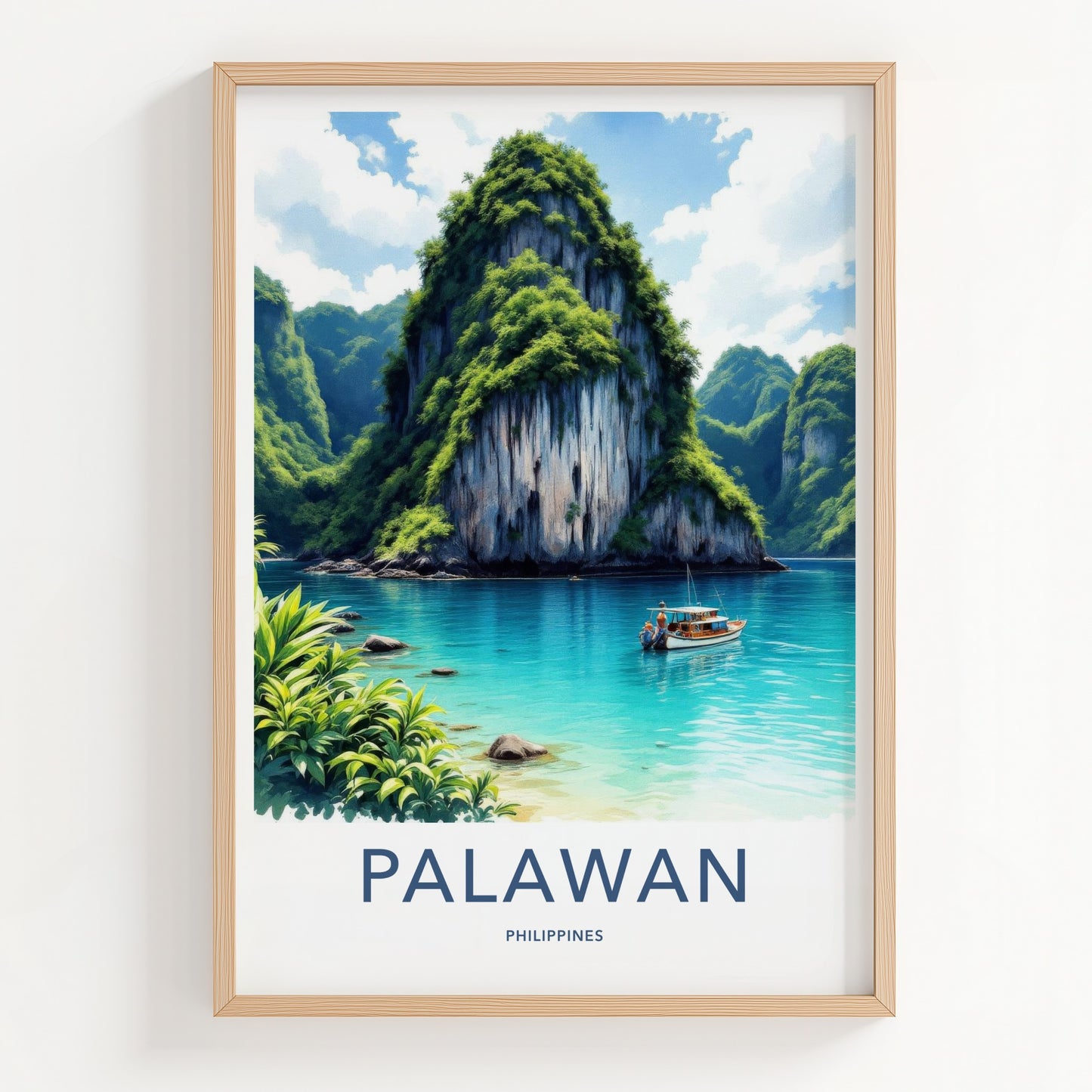 Palawan Poster - Philippines Travel Art - Tropical Karst Landscape Home Decor