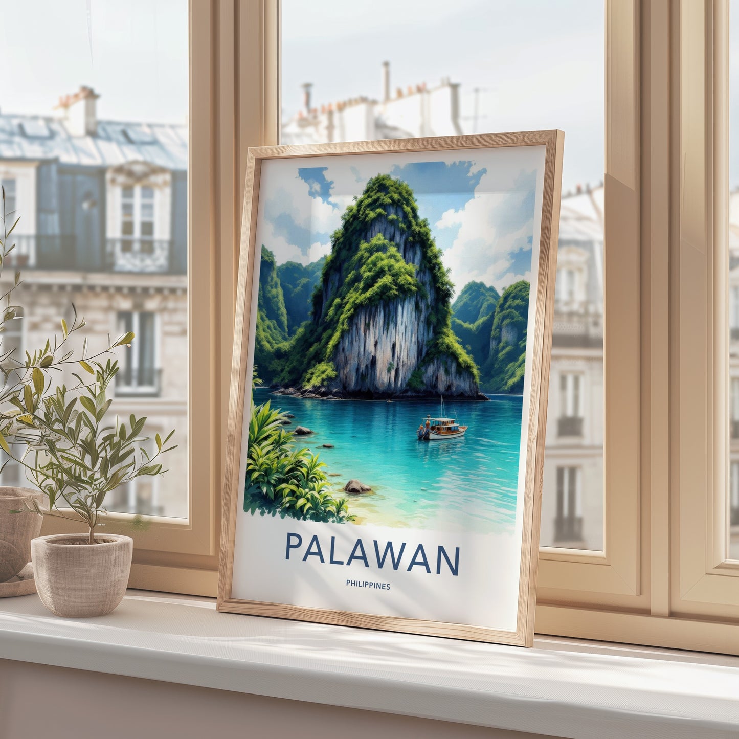 Palawan Poster - Philippines Travel Art - Tropical Karst Landscape Home Decor